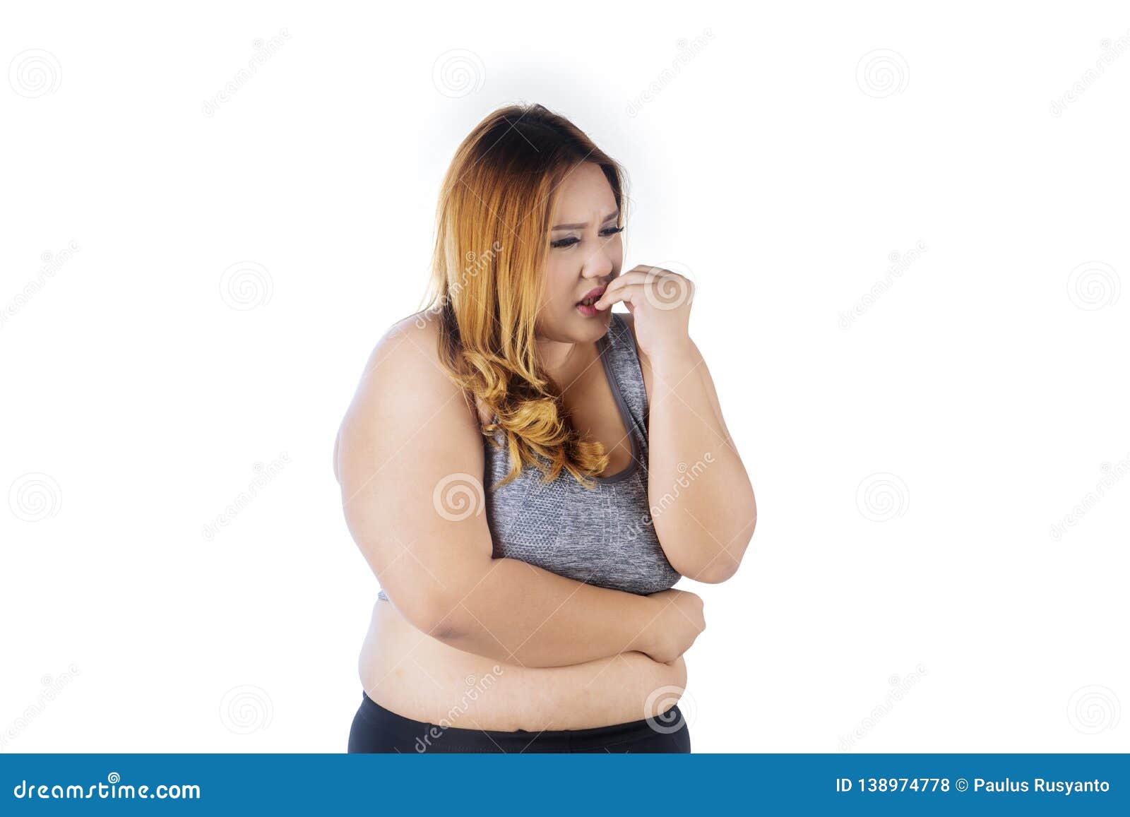 Caucasian Fat Woman Biting Her Fingernails Stock Photo Image O