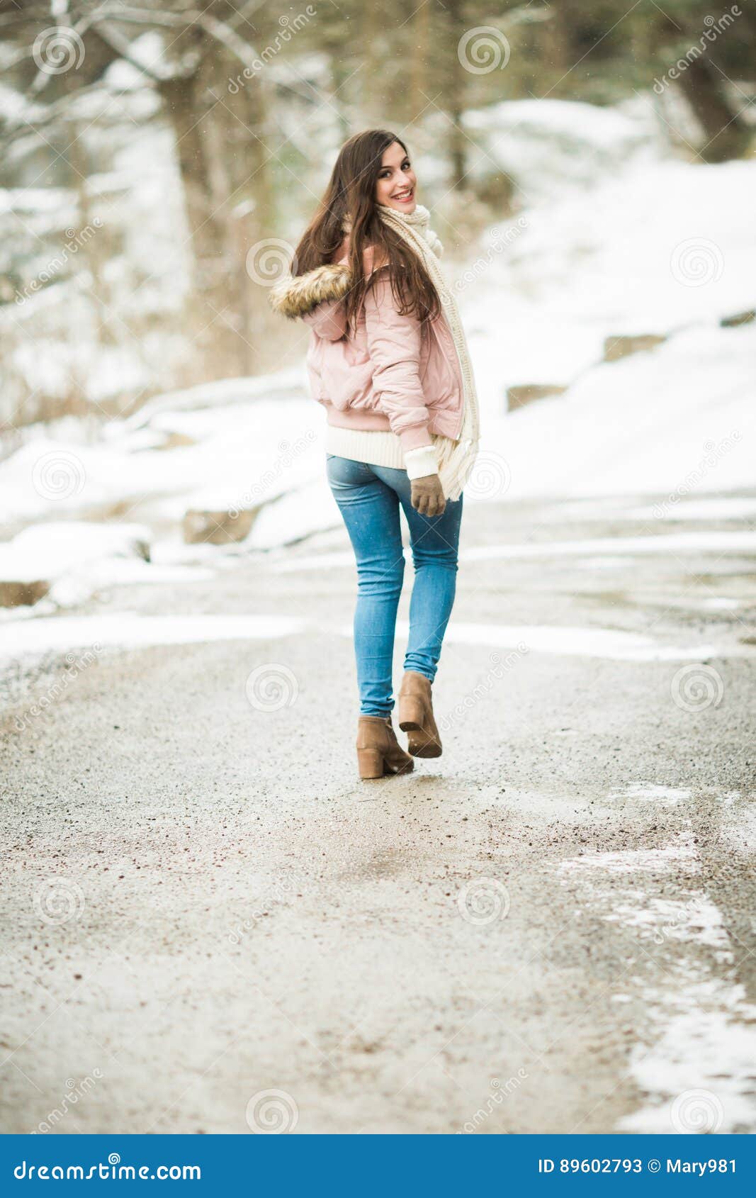 Girl Walking Away Looking Back
