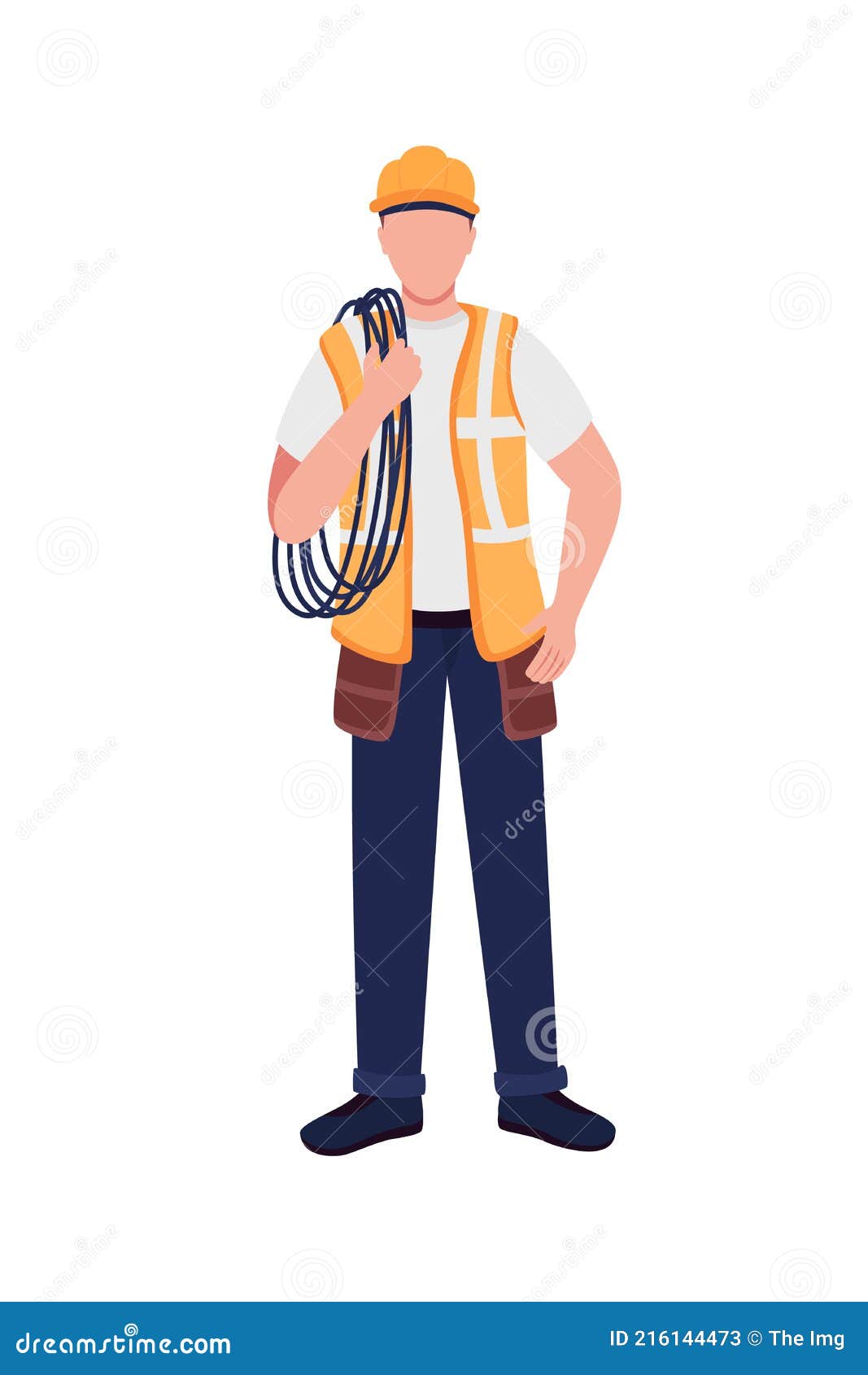 Caucasian Male Electrical Engineer Flat Color Vector Faceless Character  Stock Vector - Illustration of worker, cartoon: 216144473