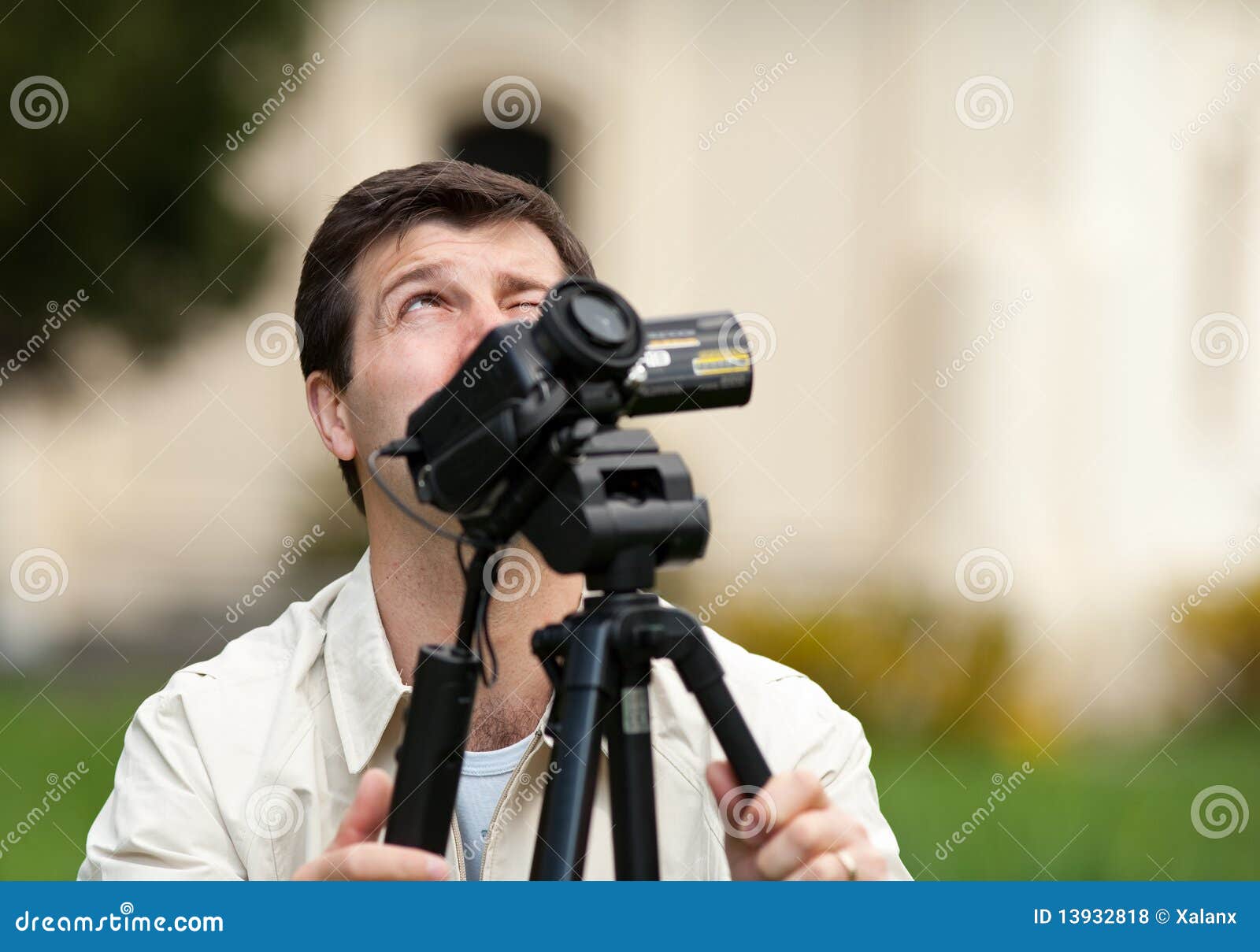 Caucasian man filming stock photo. Image of action, handsome 13932818