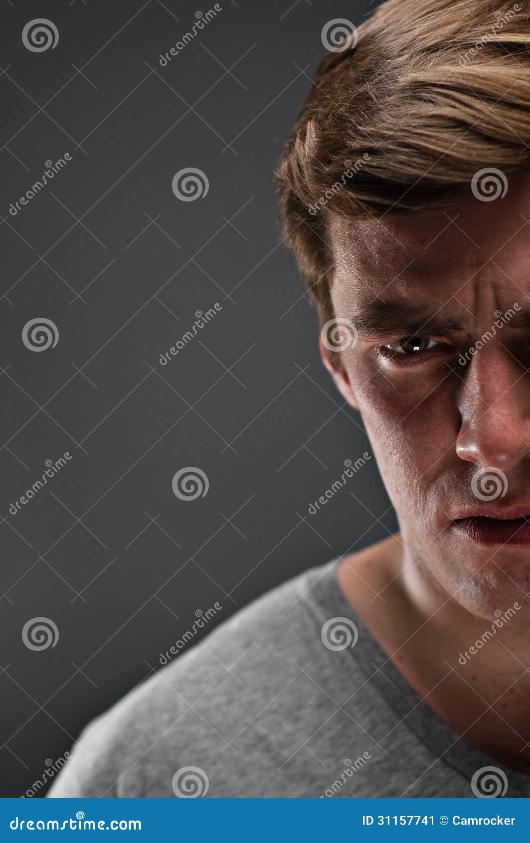 Caucasian Man Half Face Depression Portrtait Stock Image - Image: 31157741