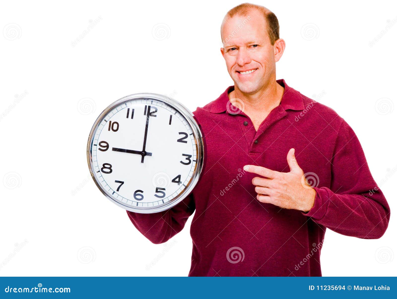 Caucasian Man Showing Clock Stock Photo Image of pleasure, casual