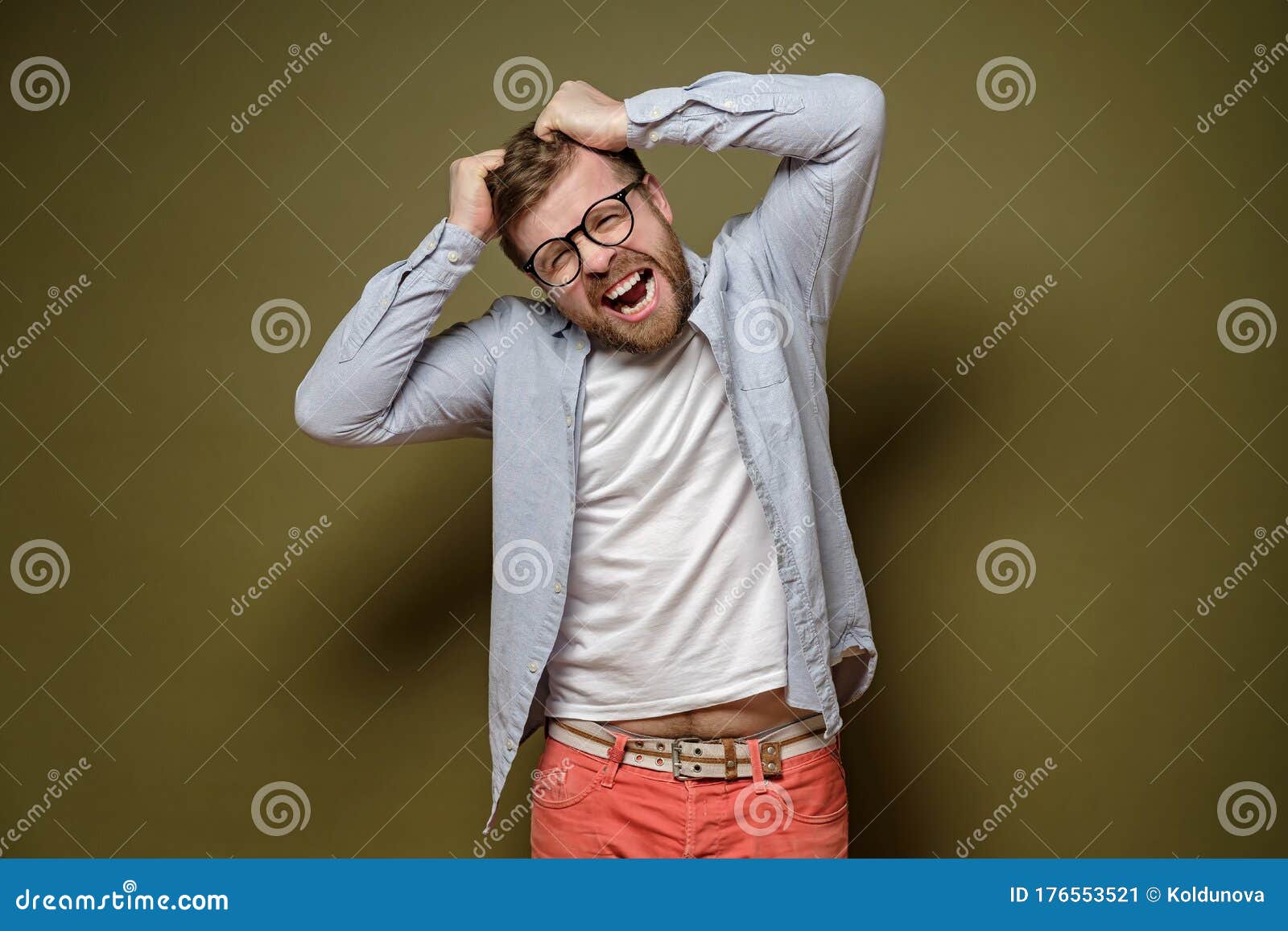 Caucasian Man In Stress He Is Trying To Tear His Hair Out And Looks Crazy On A Green Background Stock Image Image Of Concept Emotions Caucasian Man In Stress He Is Trying To Tear His Hair Out And Looks Crazy On A Green Background Stock Image Image Of Concept Emotions