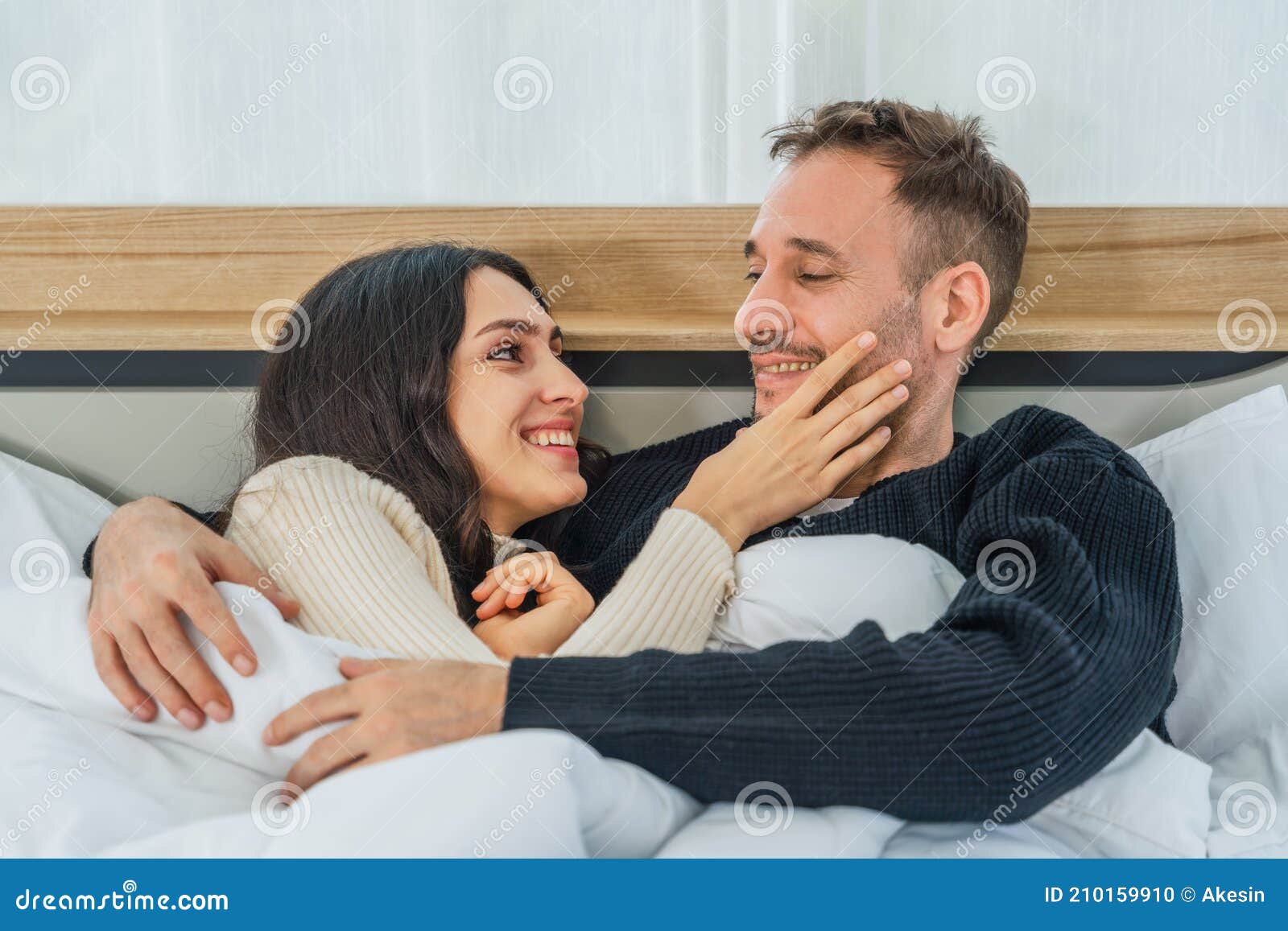 Caucasian Married Couple Husband and Wife Having Romantic Moment ...
