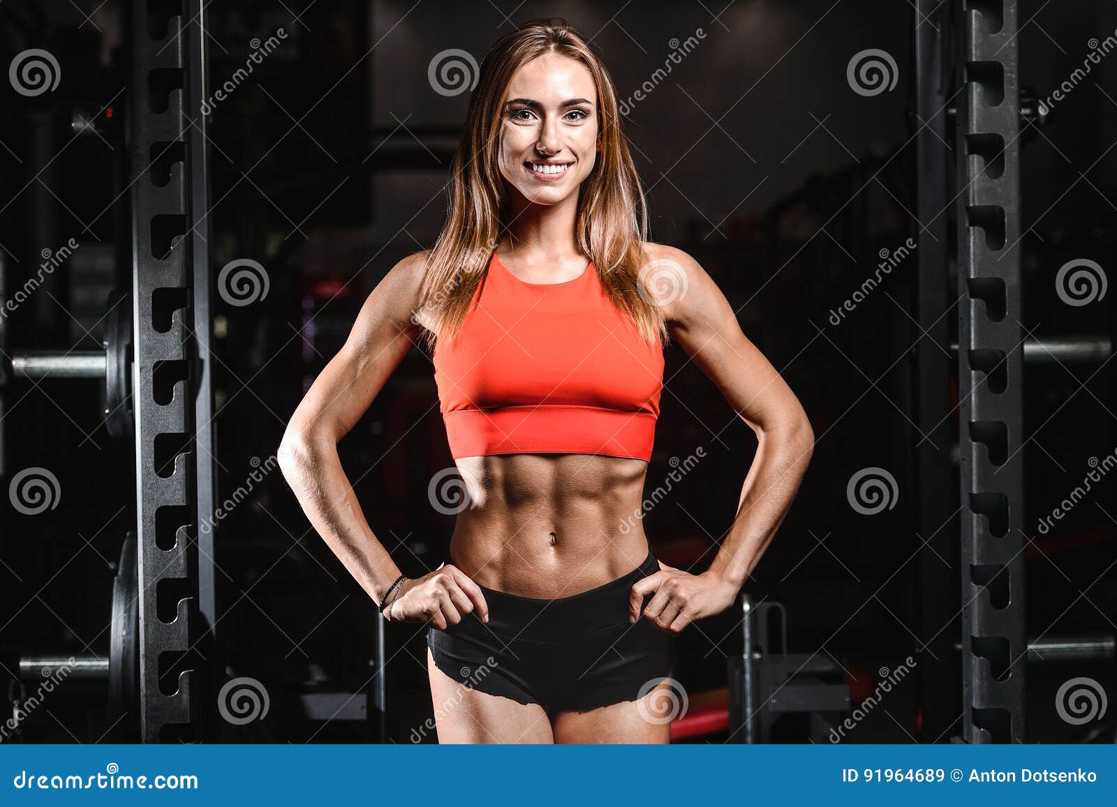 Caucasian Fitness Female Model in Gym Close Up Abs Stock Image - Image of  model, lean: 91964689