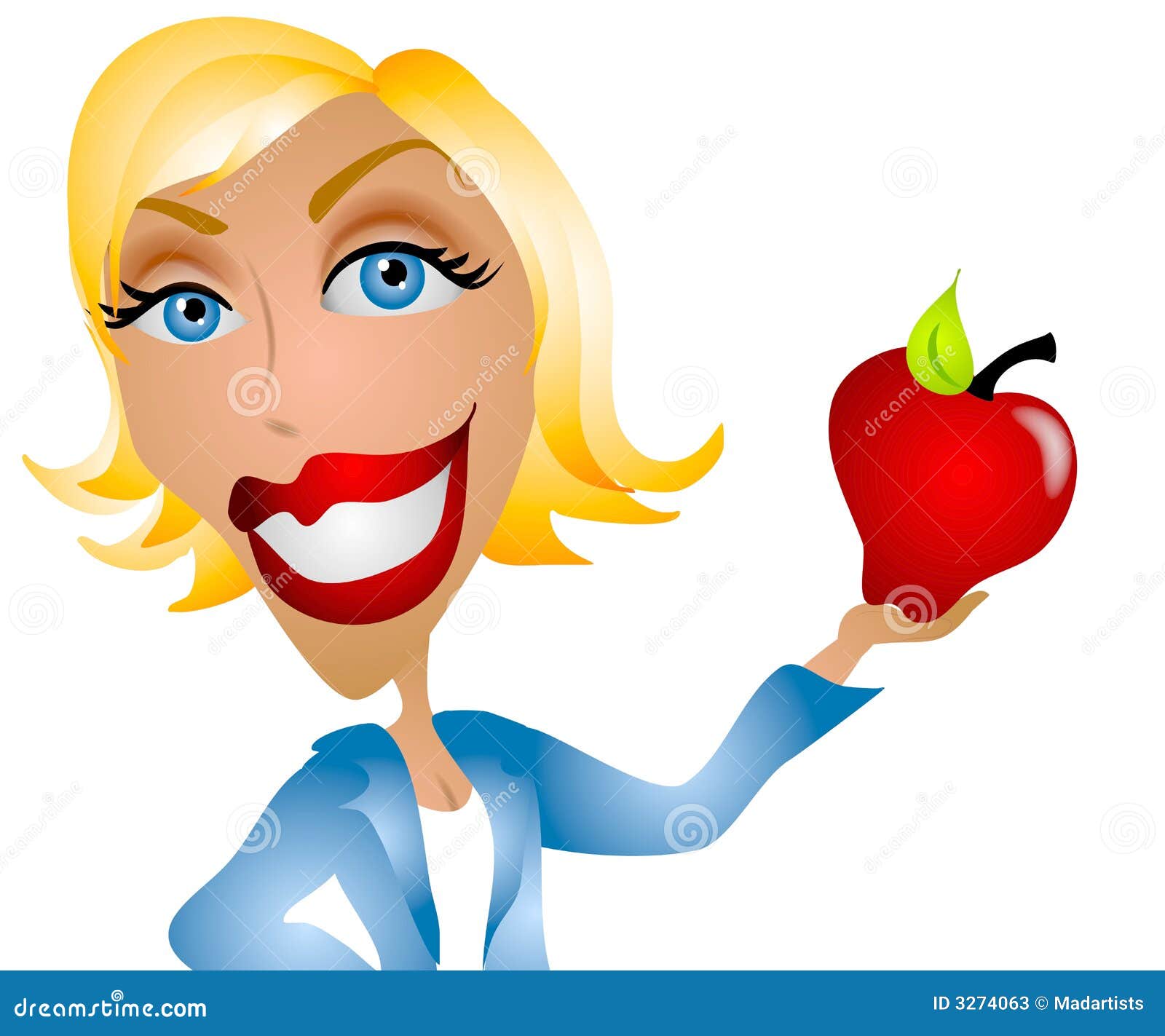 caucasian woman teacher apple