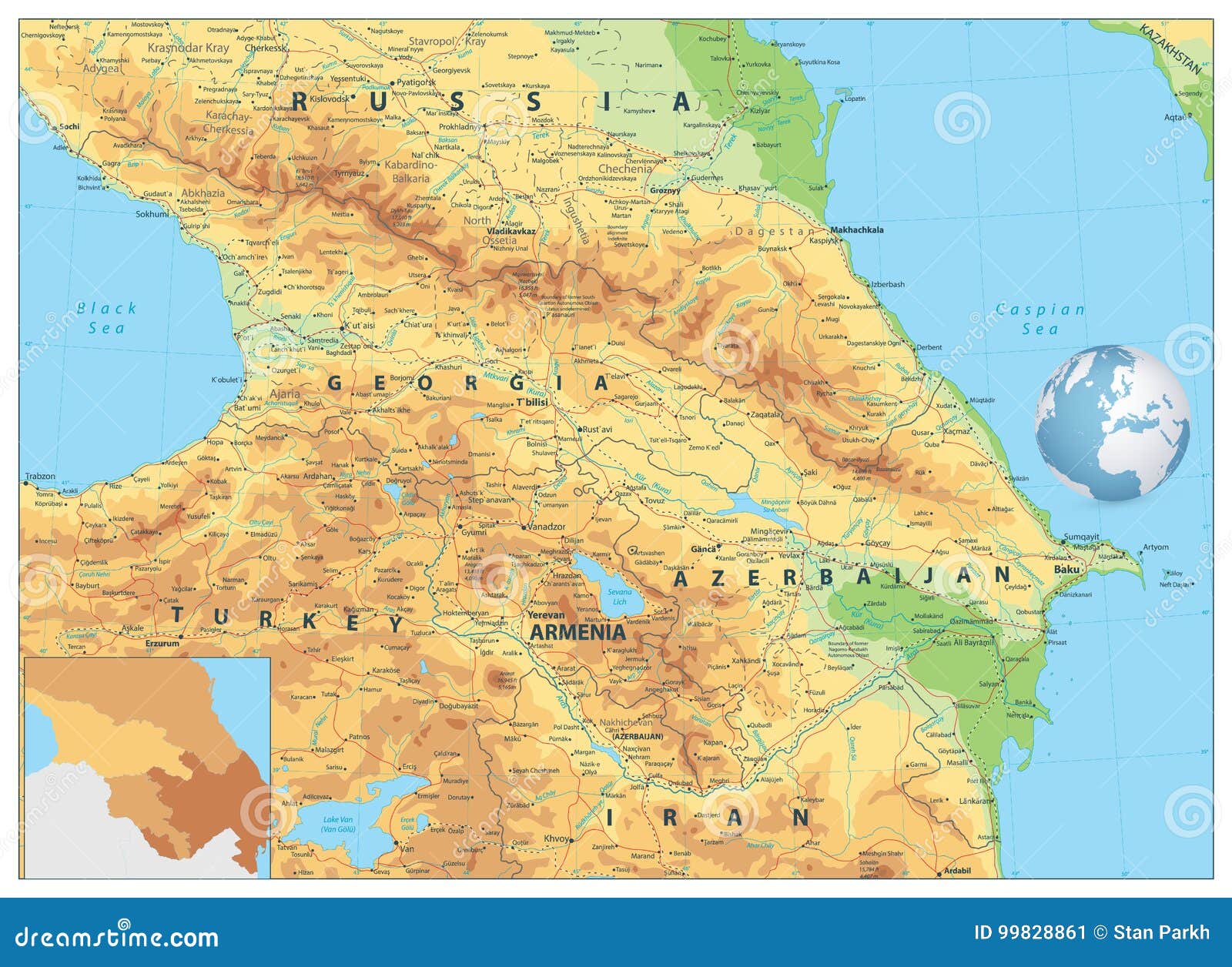 caucasus physical map