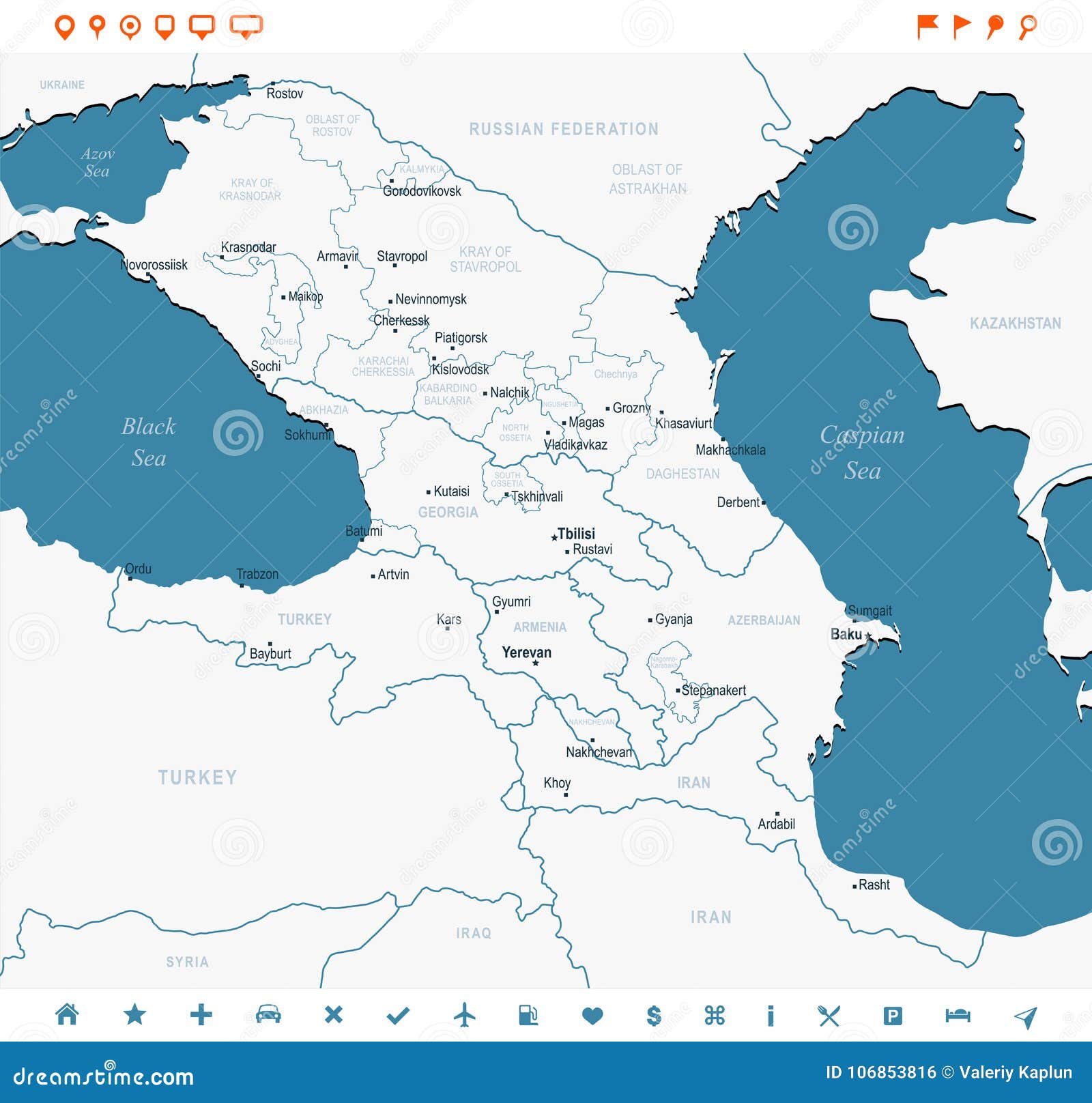 Caucasus Region Map - Vector Illustration Stock Illustration ...