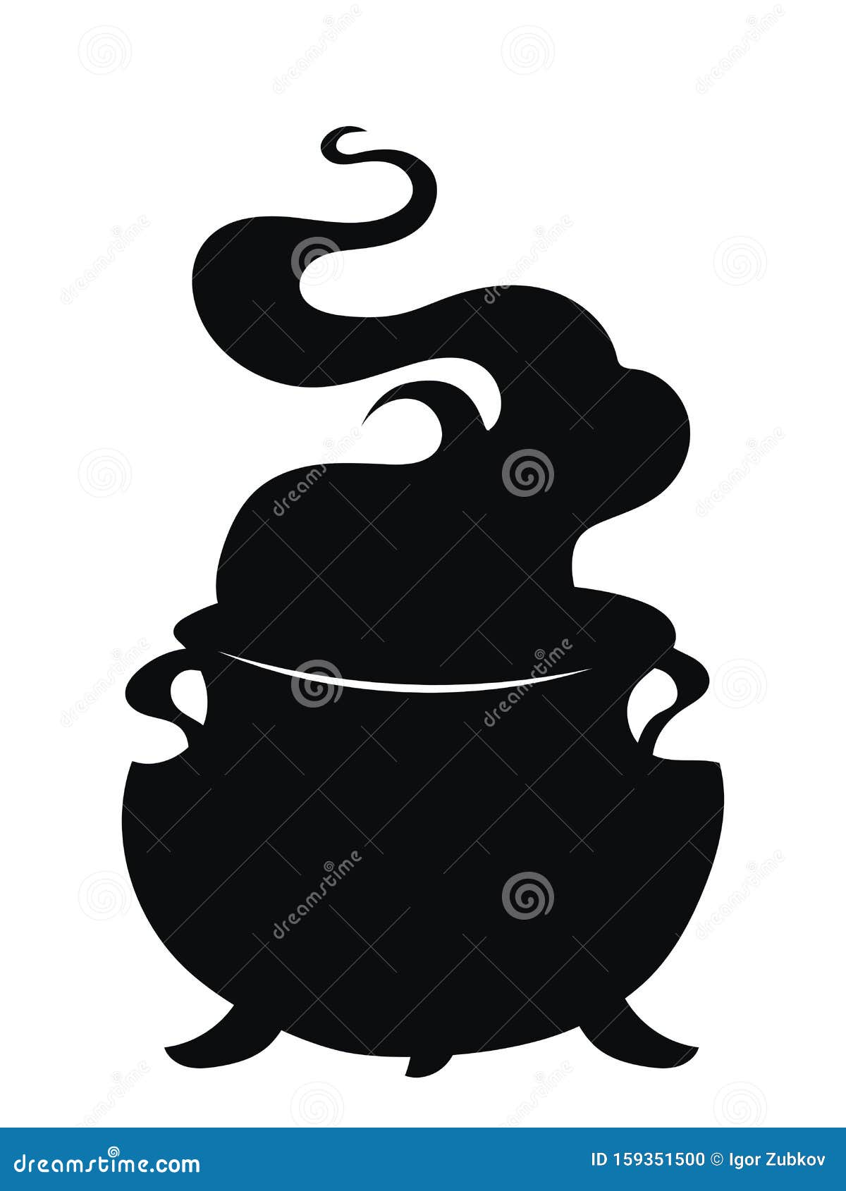 Noir Sorcières Chaudron Avec Une Potion Magique Illustration