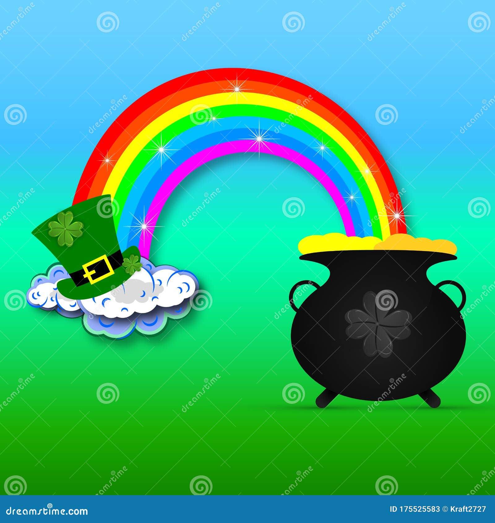 Cauldron With Gold And A Rainbow For St Patricks Day Stock Vector Cauldron With Gold And A Rainbow For St Patricks Day Stock Vector