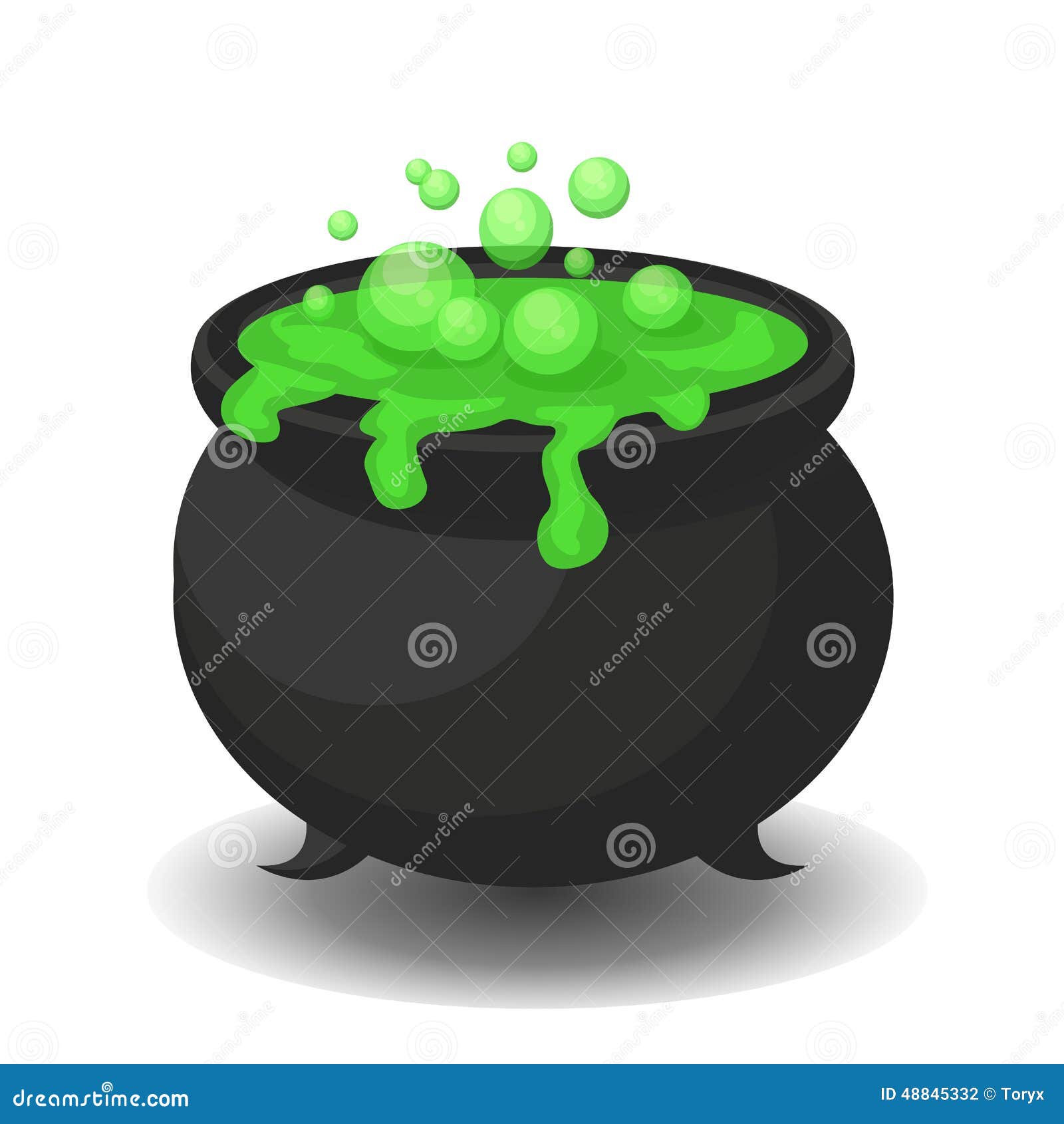cauldron with green potion.