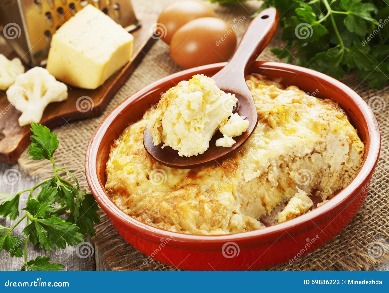 Cauliflower Baked with Cheese and Eggs Stock Photo Image of cabbage
