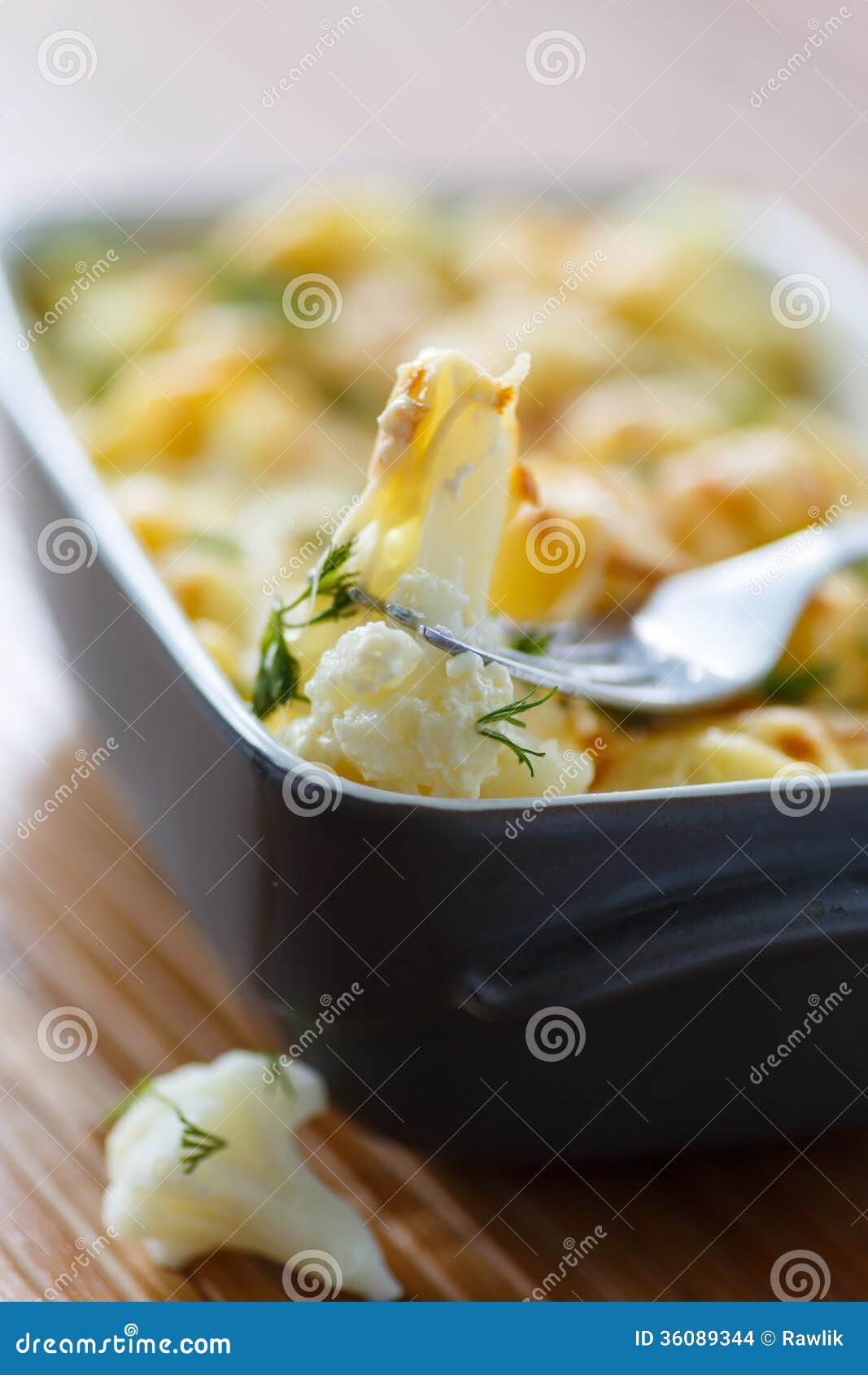 Cauliflower Baked with Egg and Cheese Stock Photo Image of dill