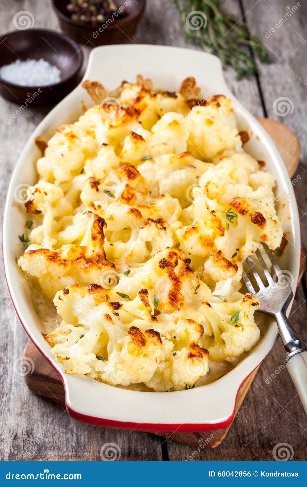 Cauliflower and Cheese Gratin in the Baking Dish Stock Photo Image of