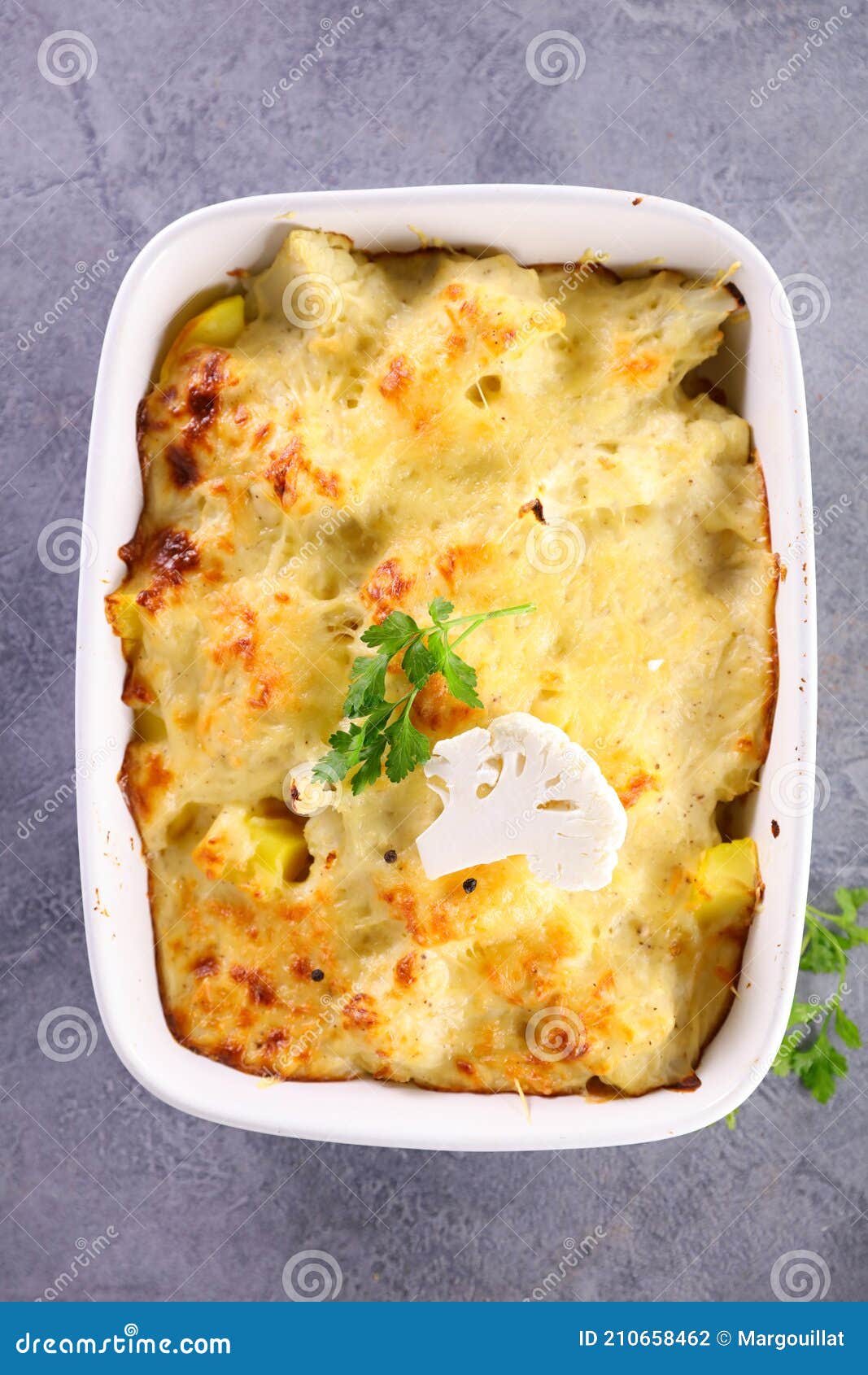 Cauliflower gratin stock photo. Image of cheese, vegetable 210658462