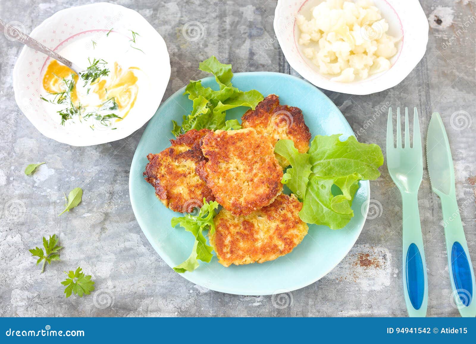 Cauliflower patties. stock photo. Image of vegetable 94941542