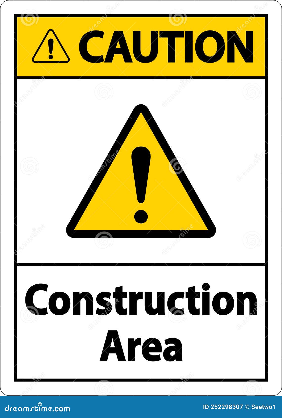 Caution Construction Area Symbol Sign on White Background Stock Vector ...