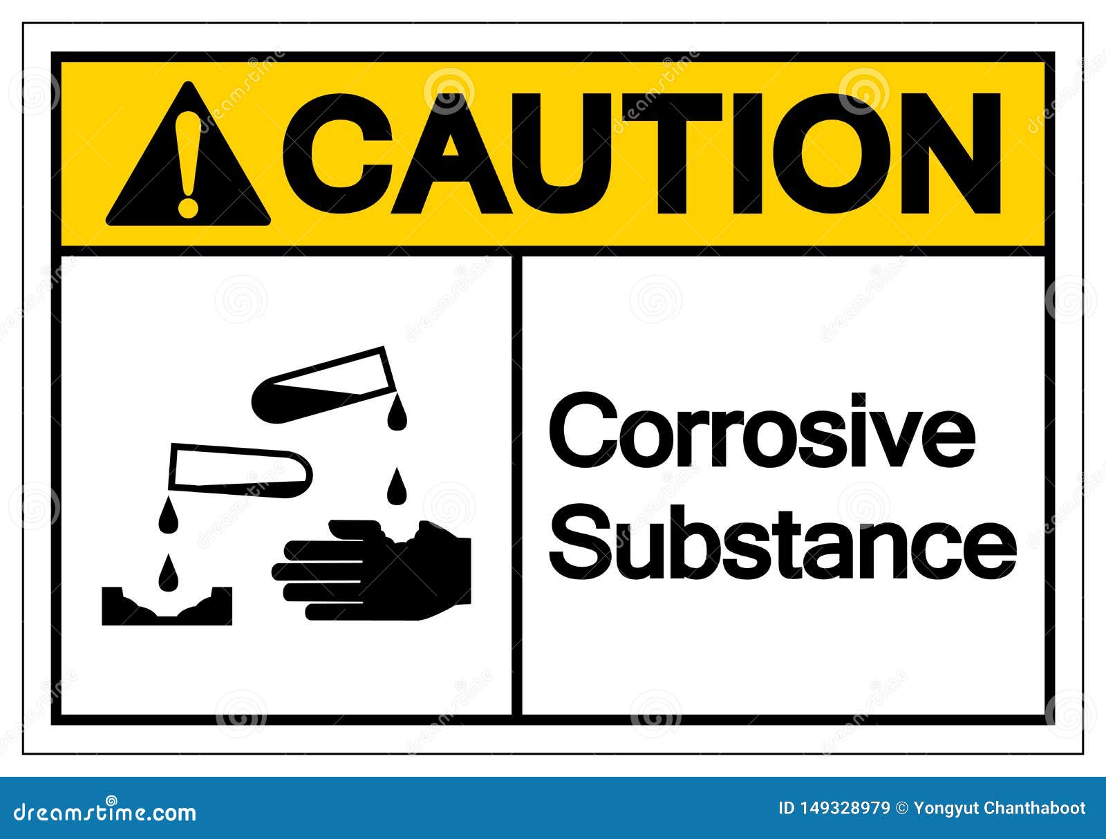 Caution Corrosive Substance Symbol Sign, Vector Illustration, Isolate