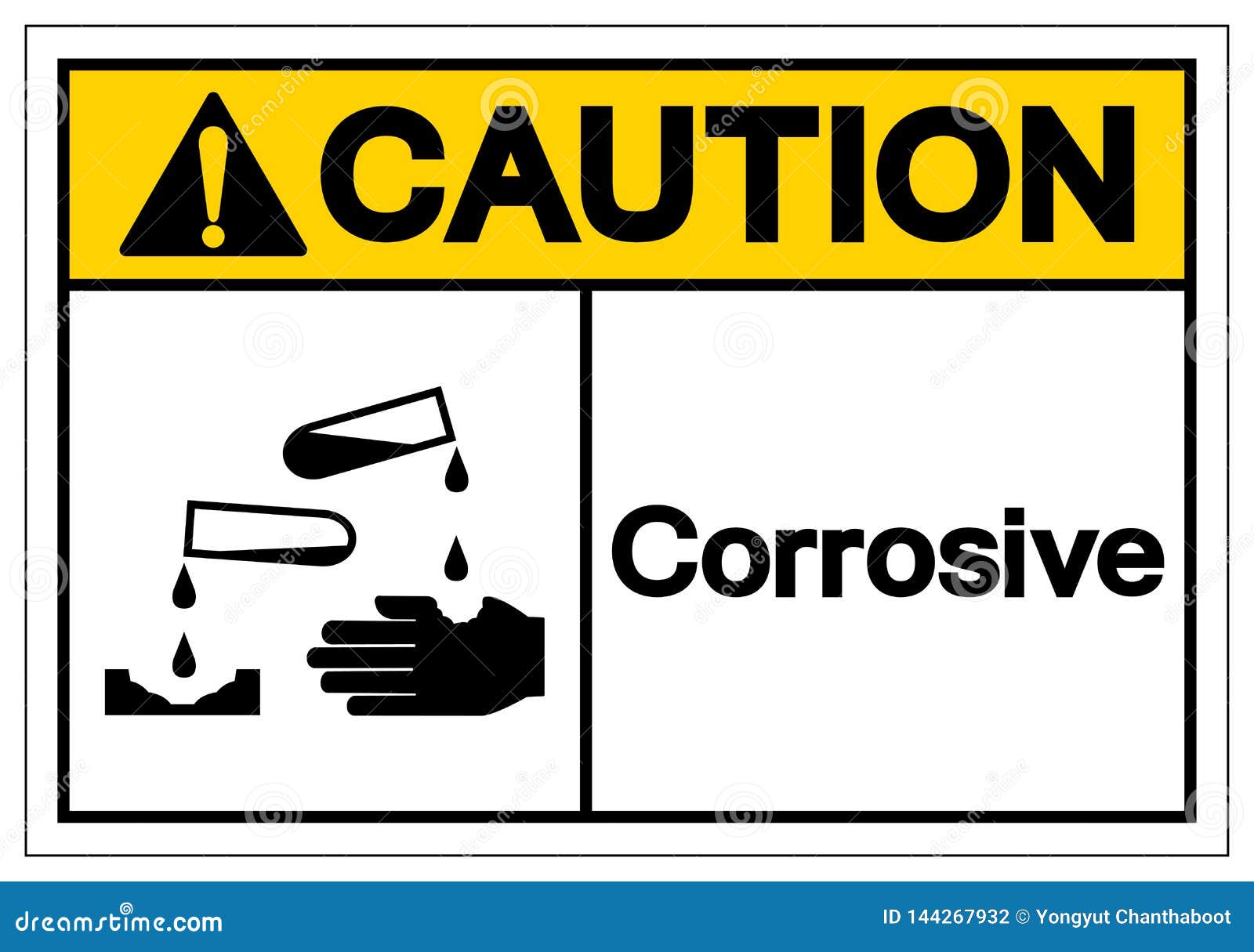 Caution Corrosive Symbol Sign, Vector Illustration, Isolate on White