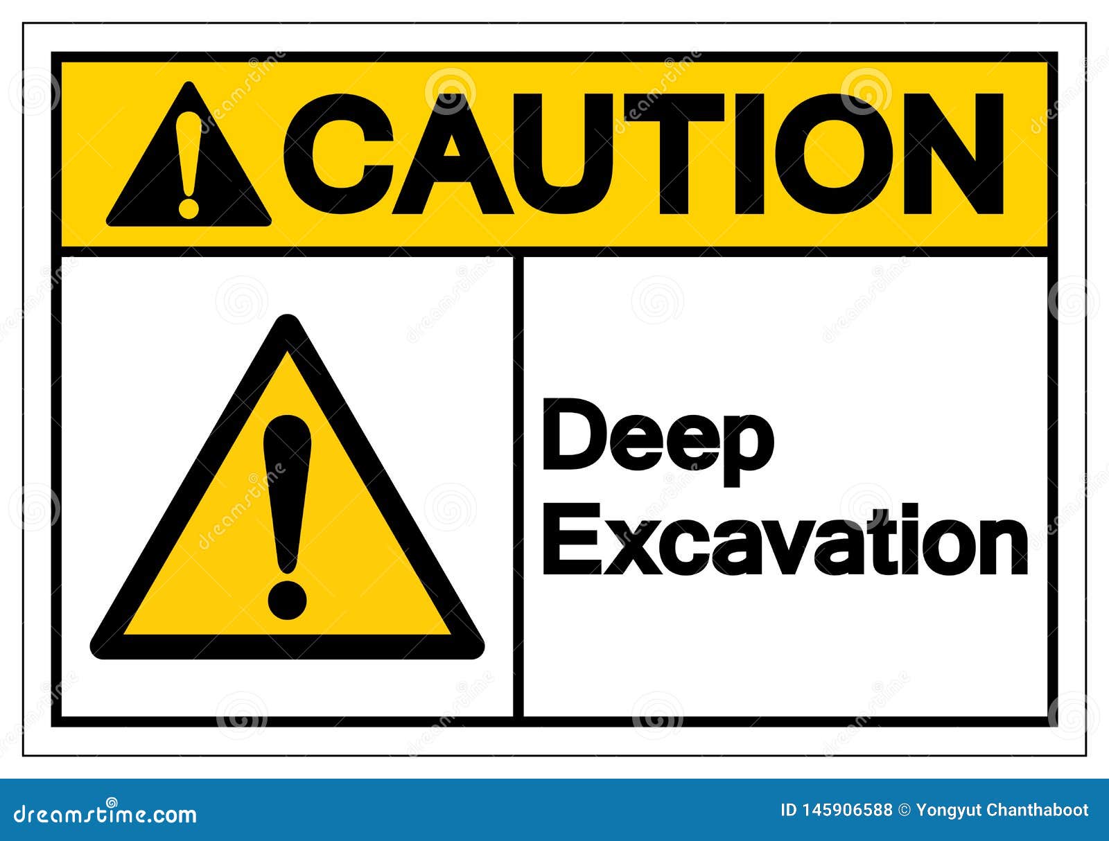 Caution Deep Excavation Symbol Sign, Vector Illustration, Isolate on