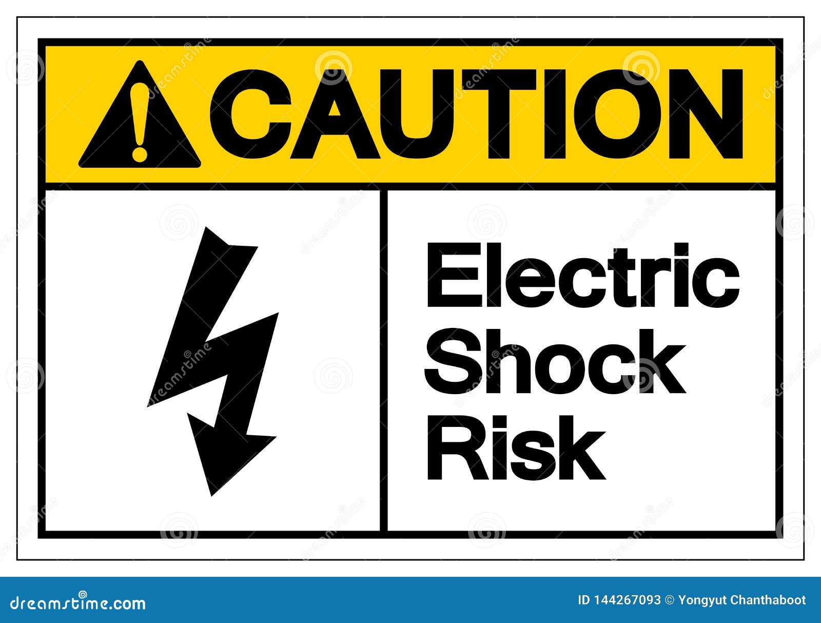 Caution Electric Shock Risk Symbol Sign, Vector Illustration, Isolate