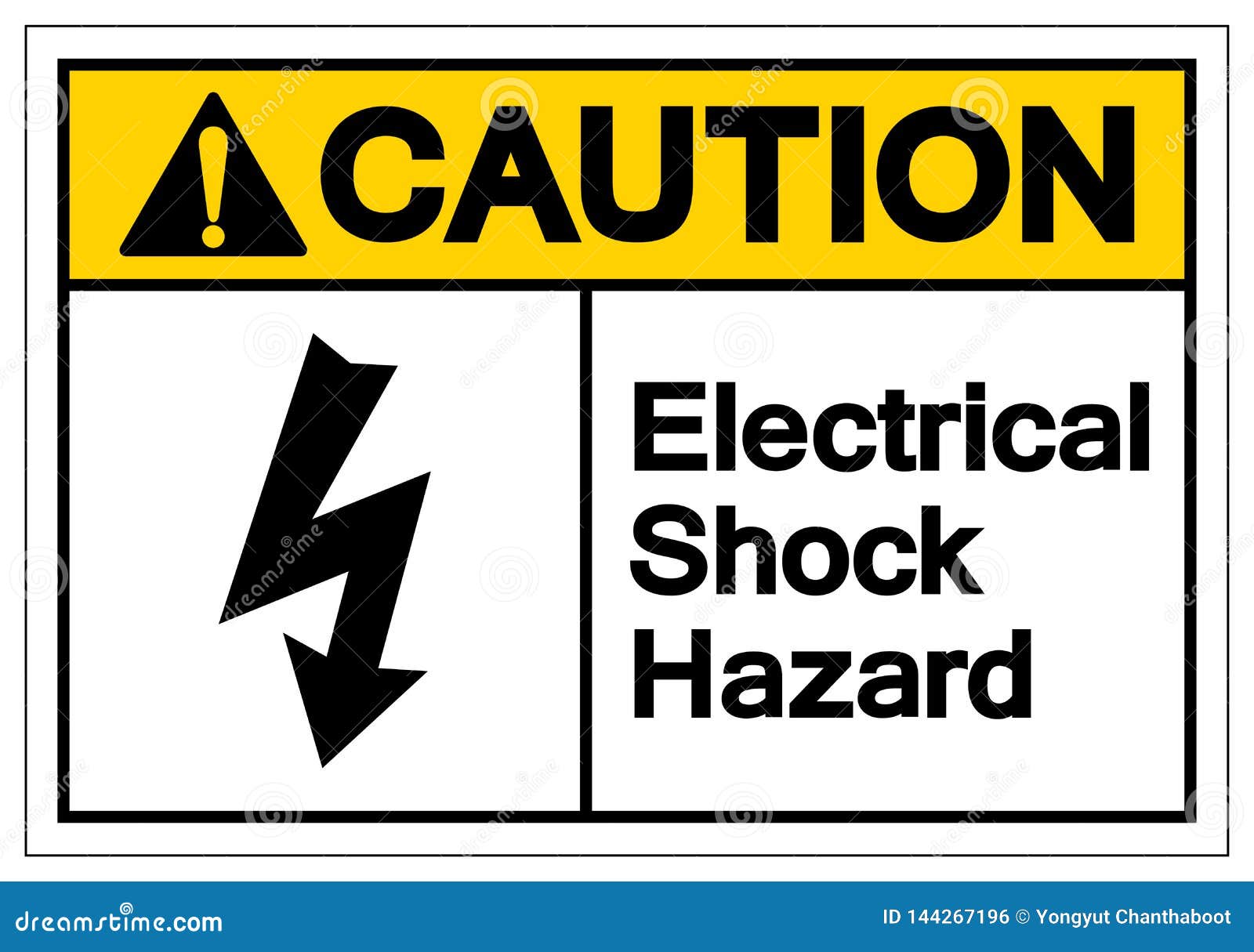 Caution Electrical Shock Hazard Symbol Sign, Vector Illustration