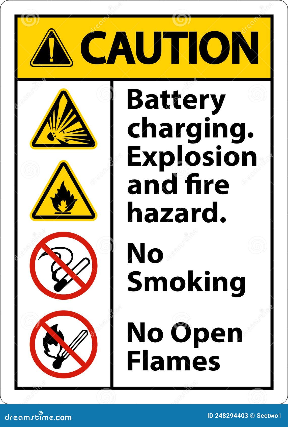 Caution Explosion and Fire Hazard Sign on White Background Stock Vector