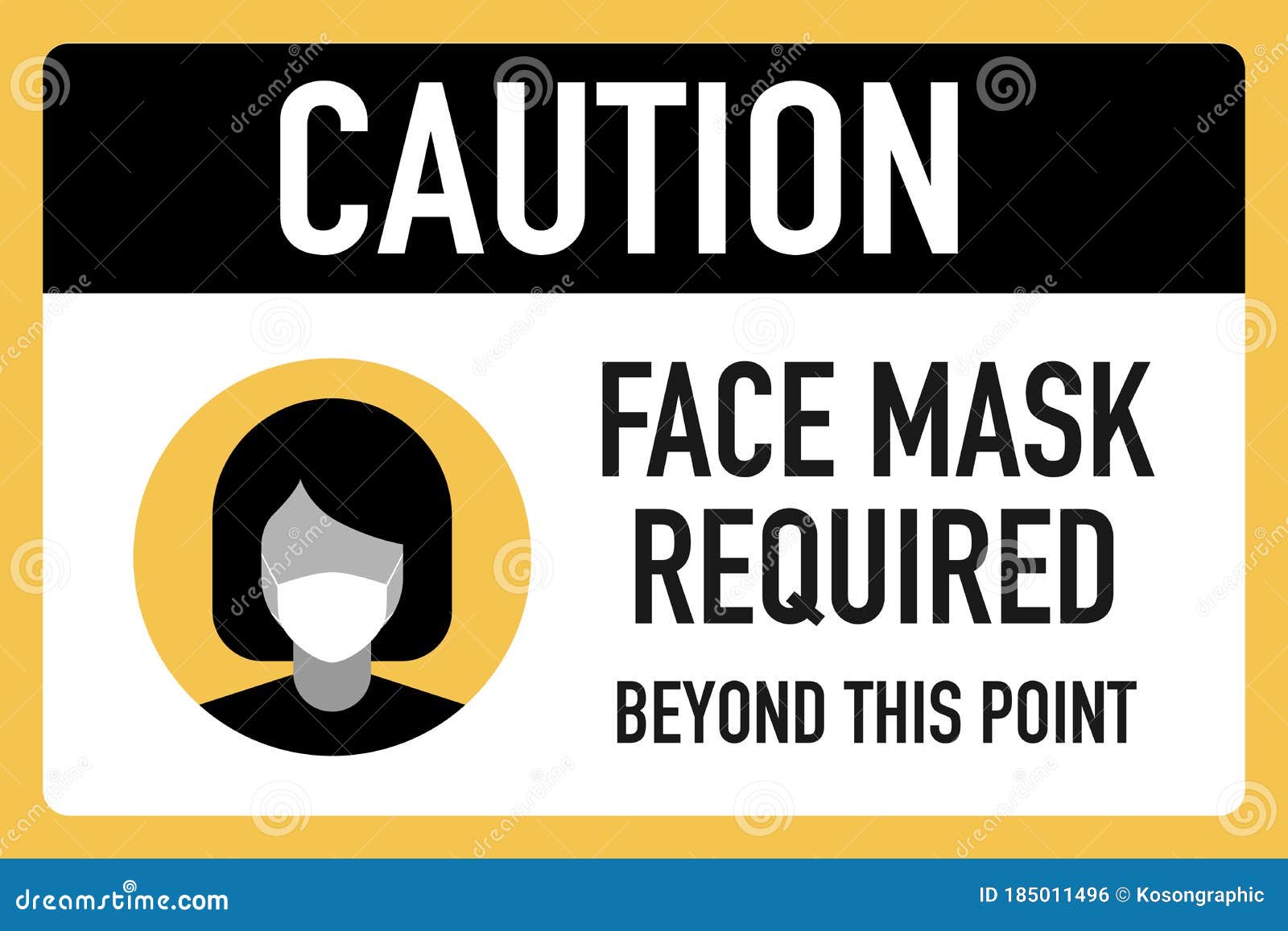 Caution Face Masks Required Beyond This Point Sign Isolate On White