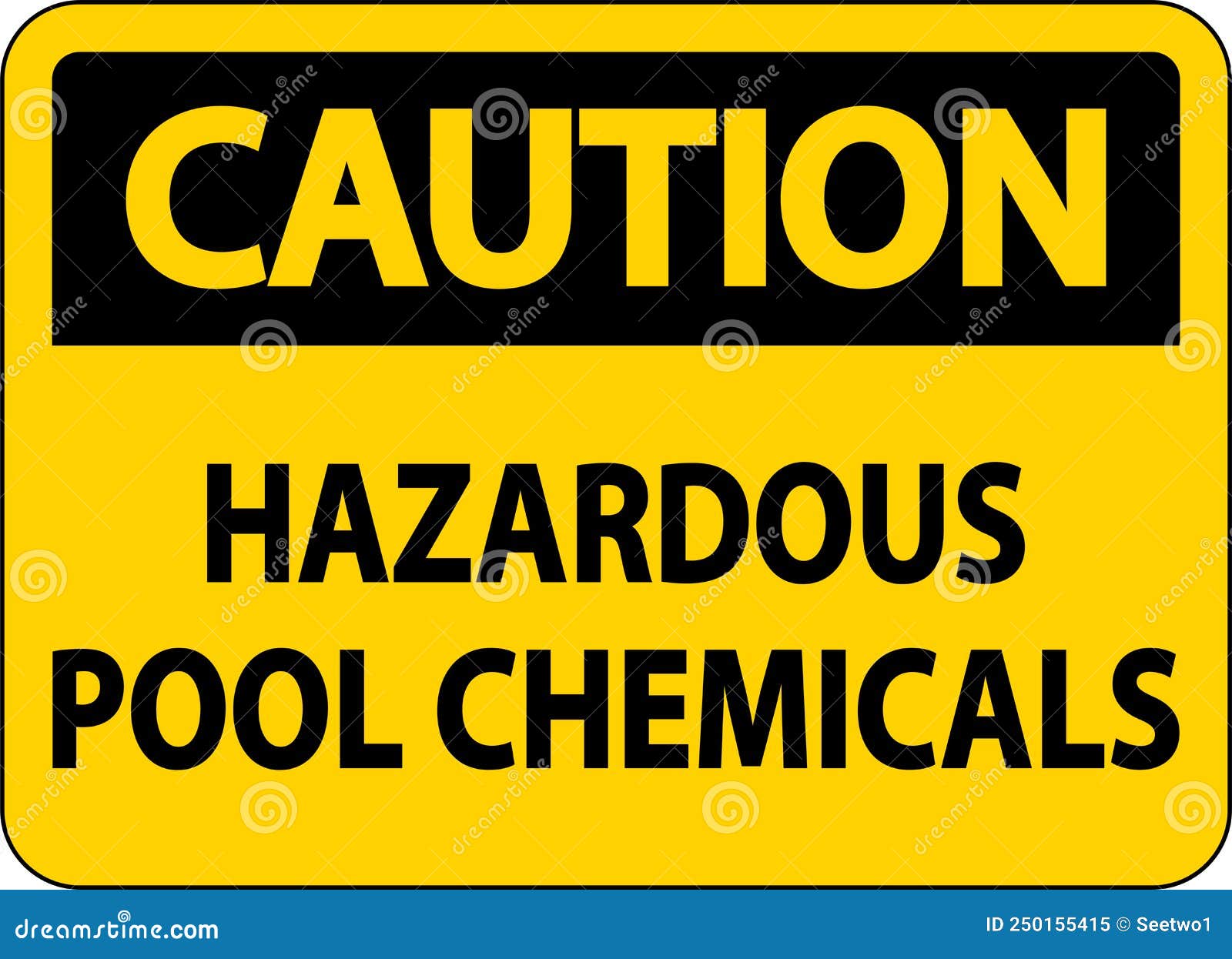 Caution Hazardous Pool Chemicals on White Background Stock Vector