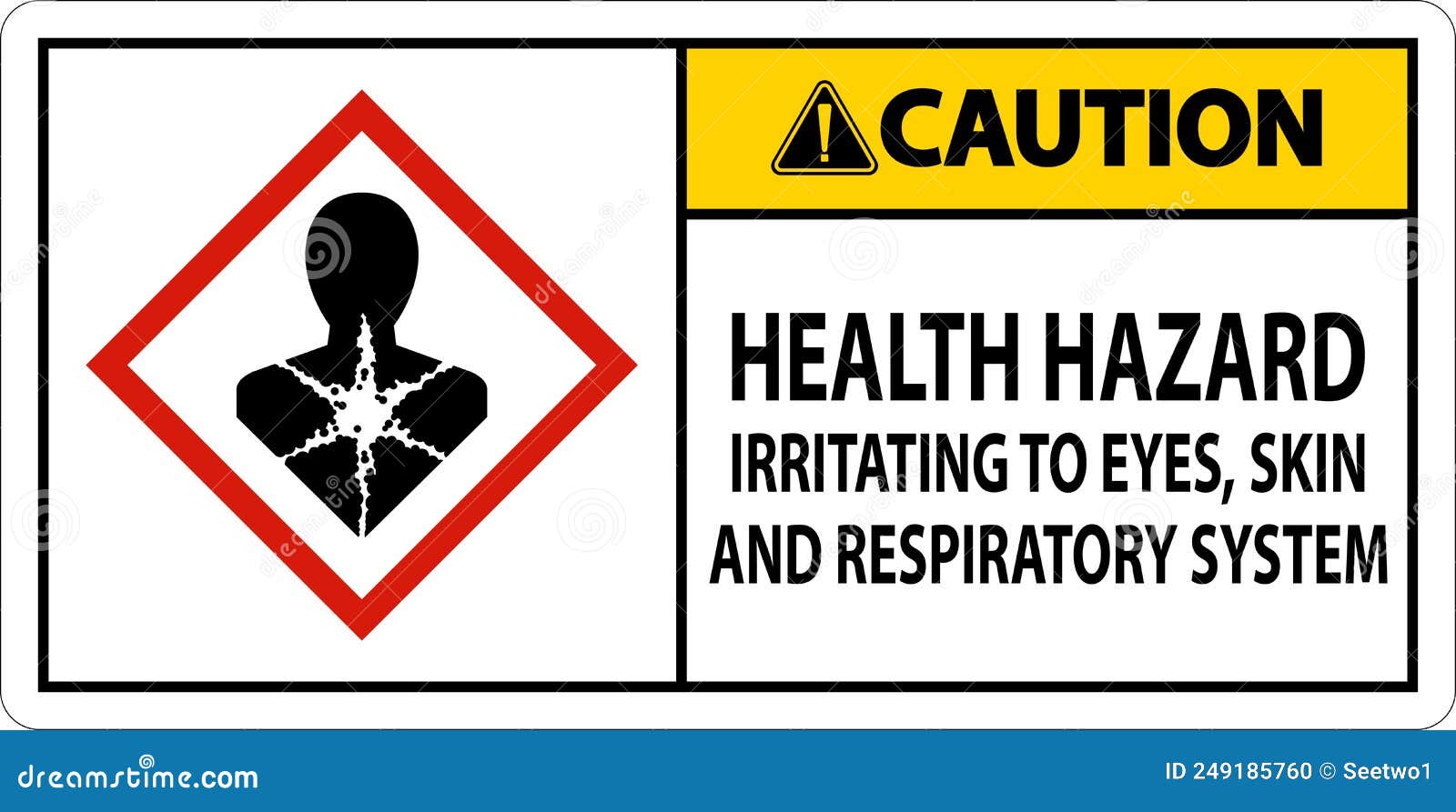 Caution Health Hazard GHS Sign on White Background Stock Vector