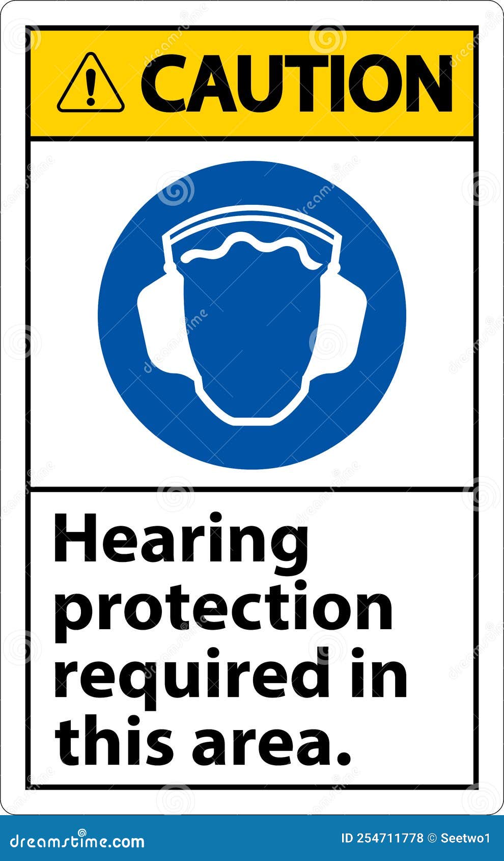 Accuform Hearing Protection Required Sign - 7x10 Inch Caution Safety Sign, Black On Yellow
