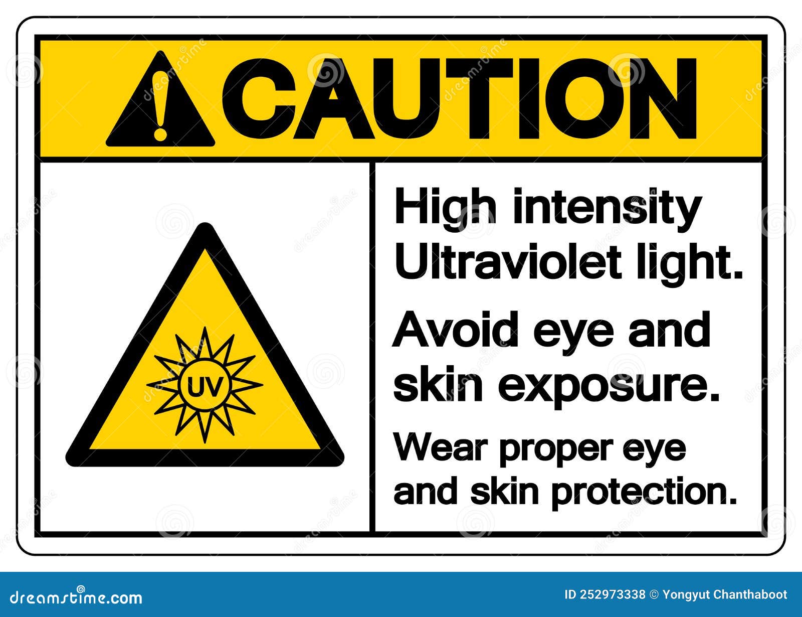Caution High Intensity Ultraviolet Light Symbol ,Vector Illustration