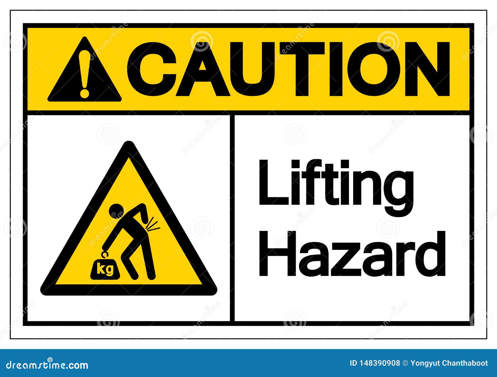 Caution Lifting Hazard  Symbol Sign Vector Illustration 