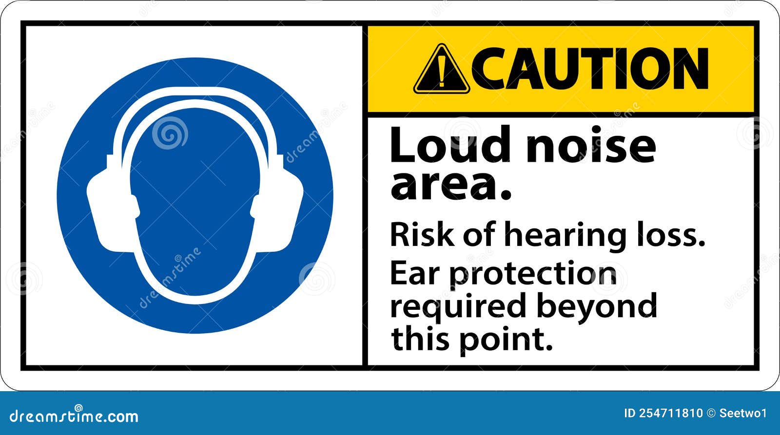 Caution Loud Noise Area Risk of Hearing Loss Sign Stock Vector