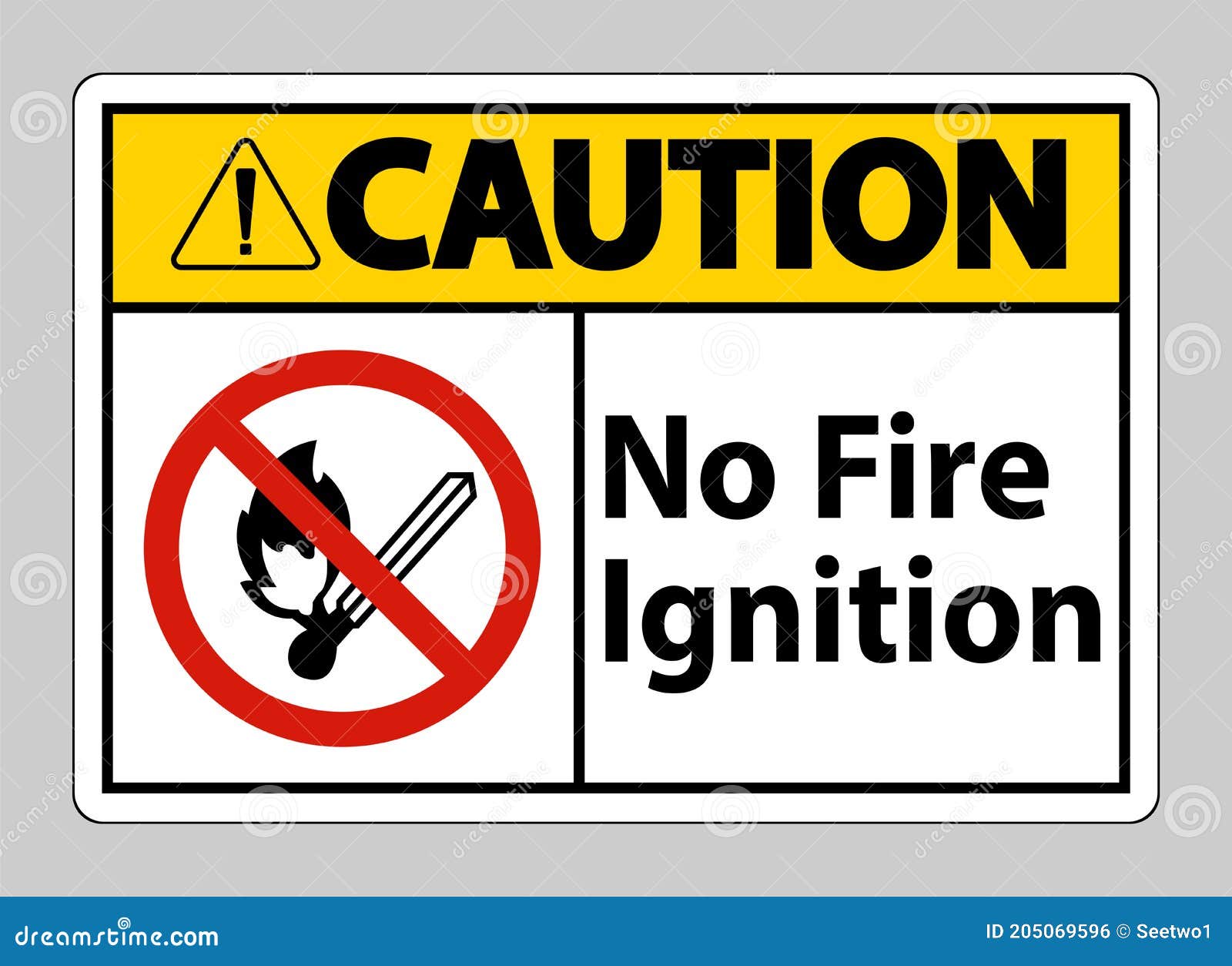 Caution No Fire Ignition Symbol Sign on White Background Stock Vector