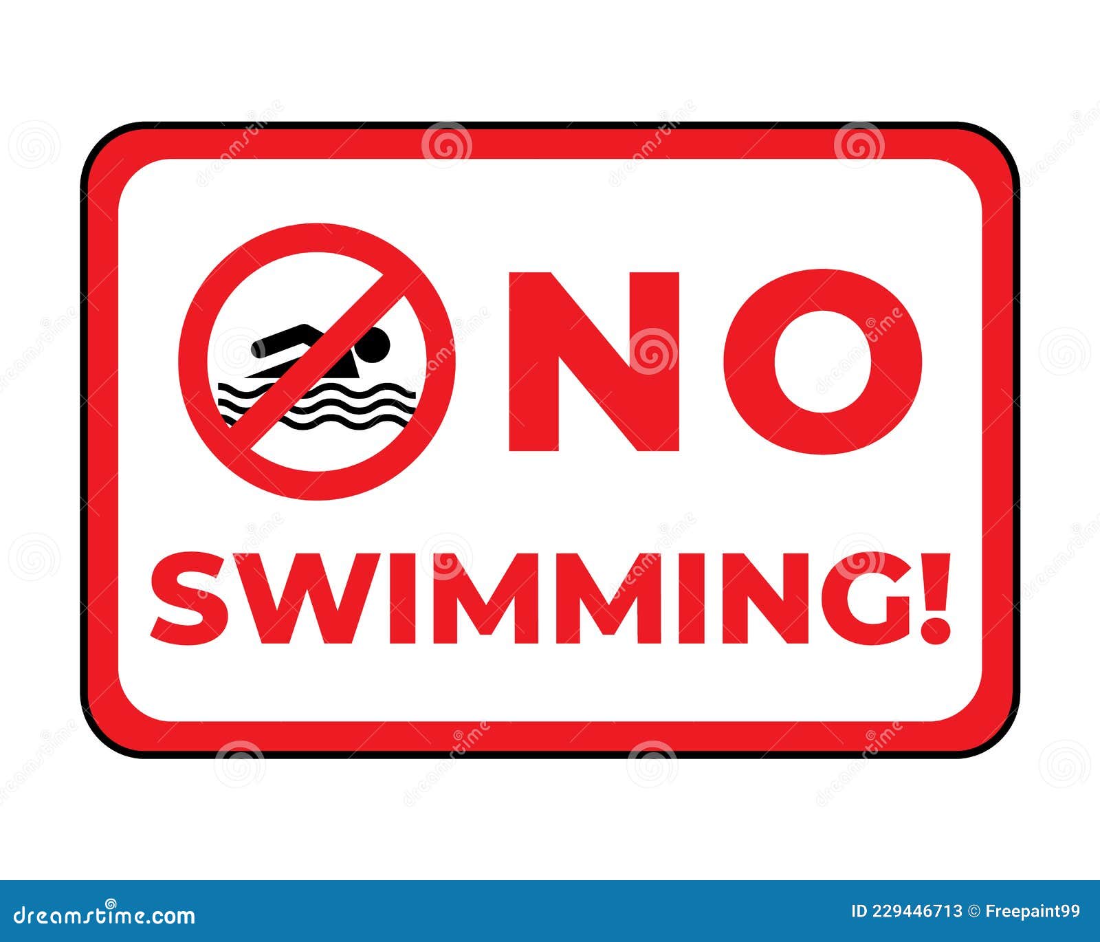 Caution No Swimming Allowed Sign in Vector, Easy To Use and Print