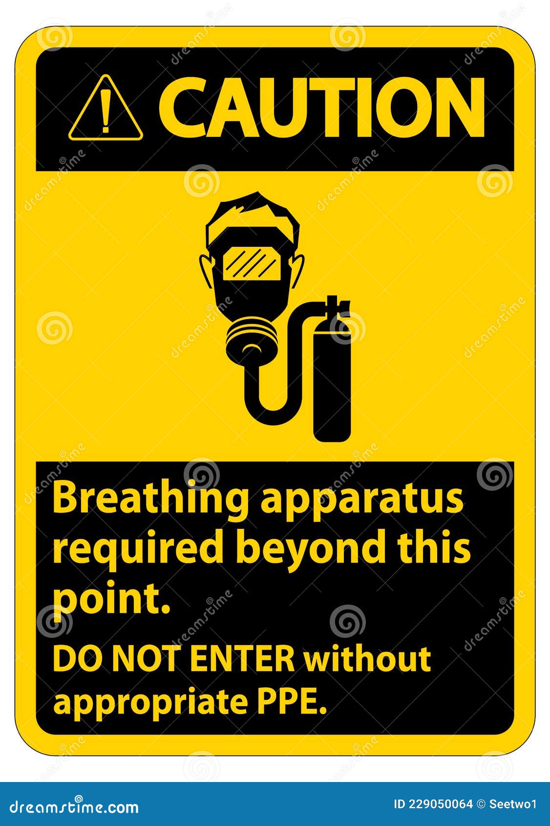 Caution Sign Breathing Apparatus Required Beyond this Point, Do Not