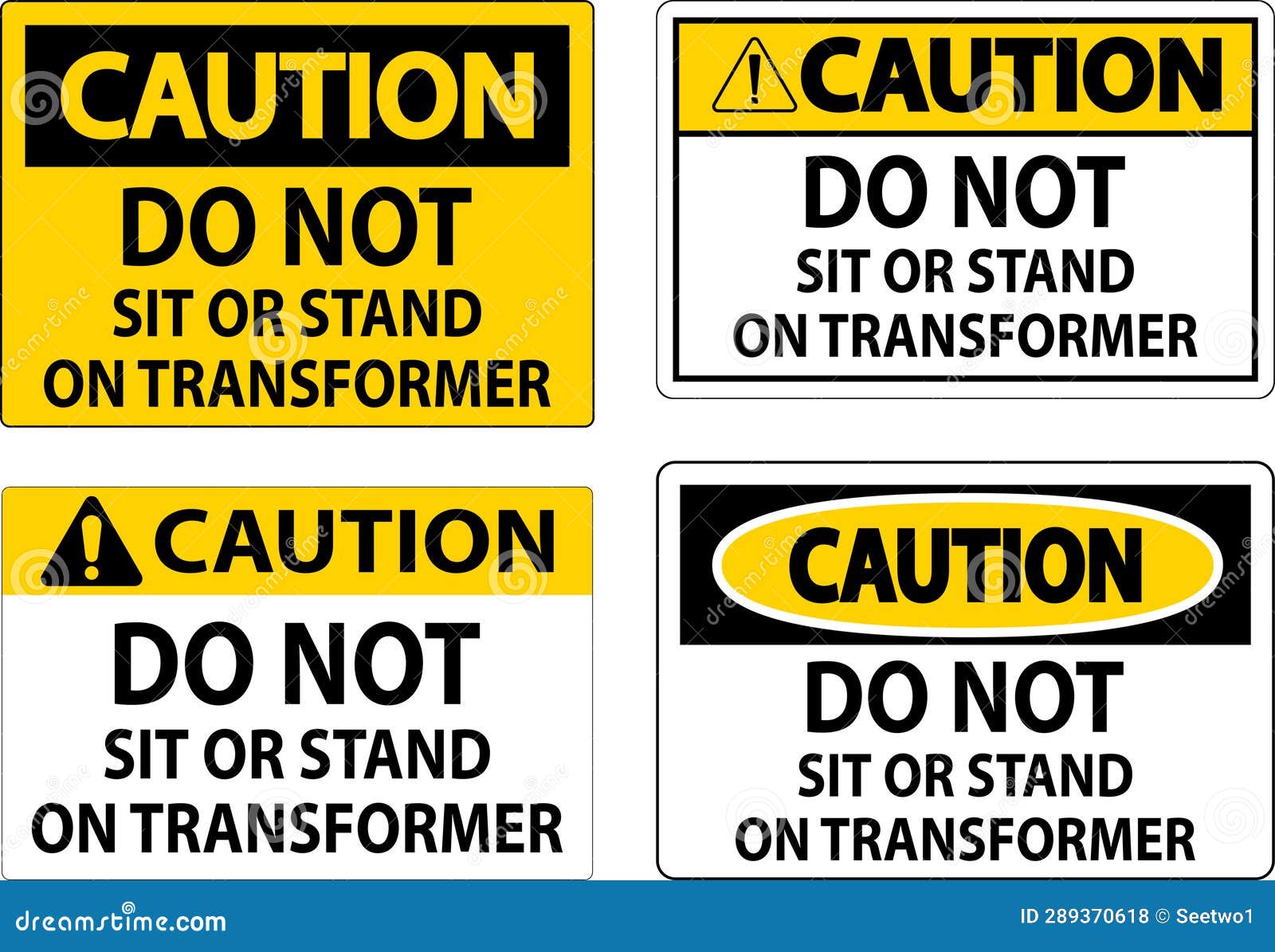 Caution Sign Do Not Sit or Stand on Transformer Stock Vector