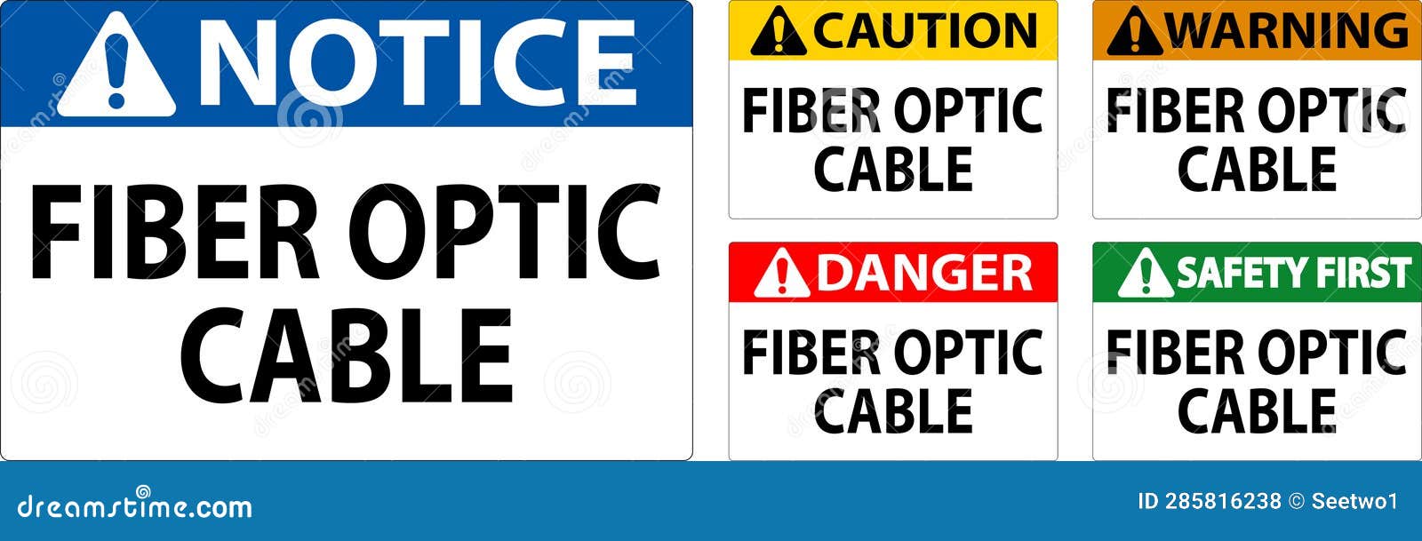 Caution Sign, Fiber Optic Cable Sign Stock Vector Illustration of
