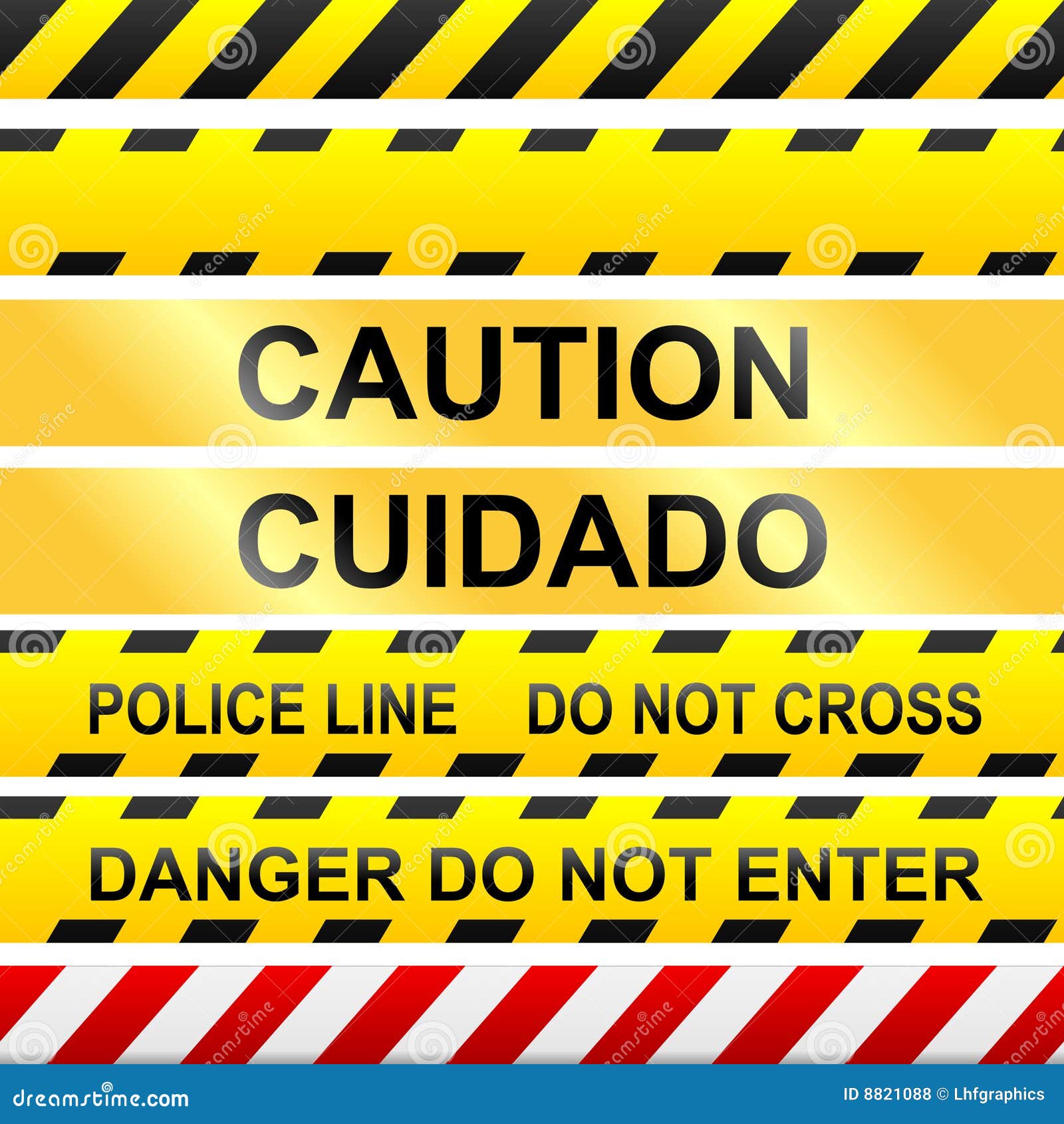 caution signs and police tape - 