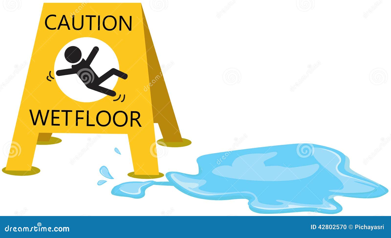 caution slippery with drop water