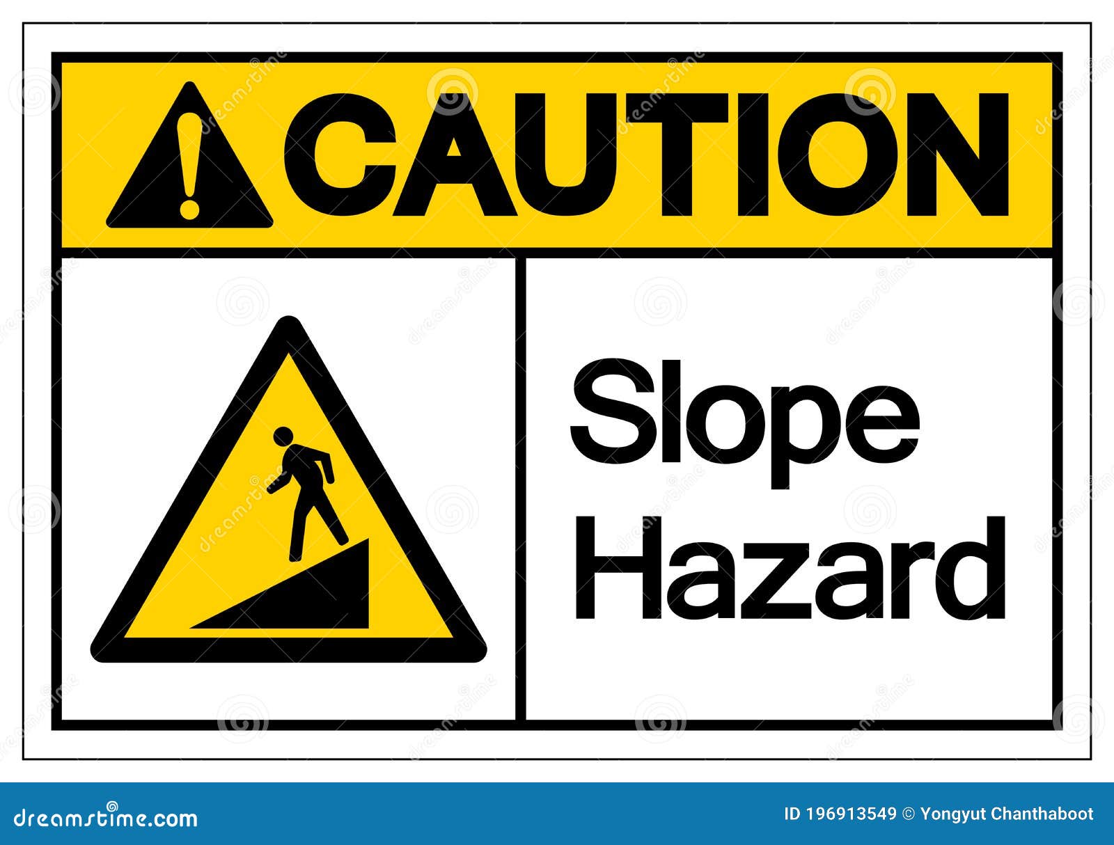 caution slope hazard  sign, , isolate on white background label. eps10