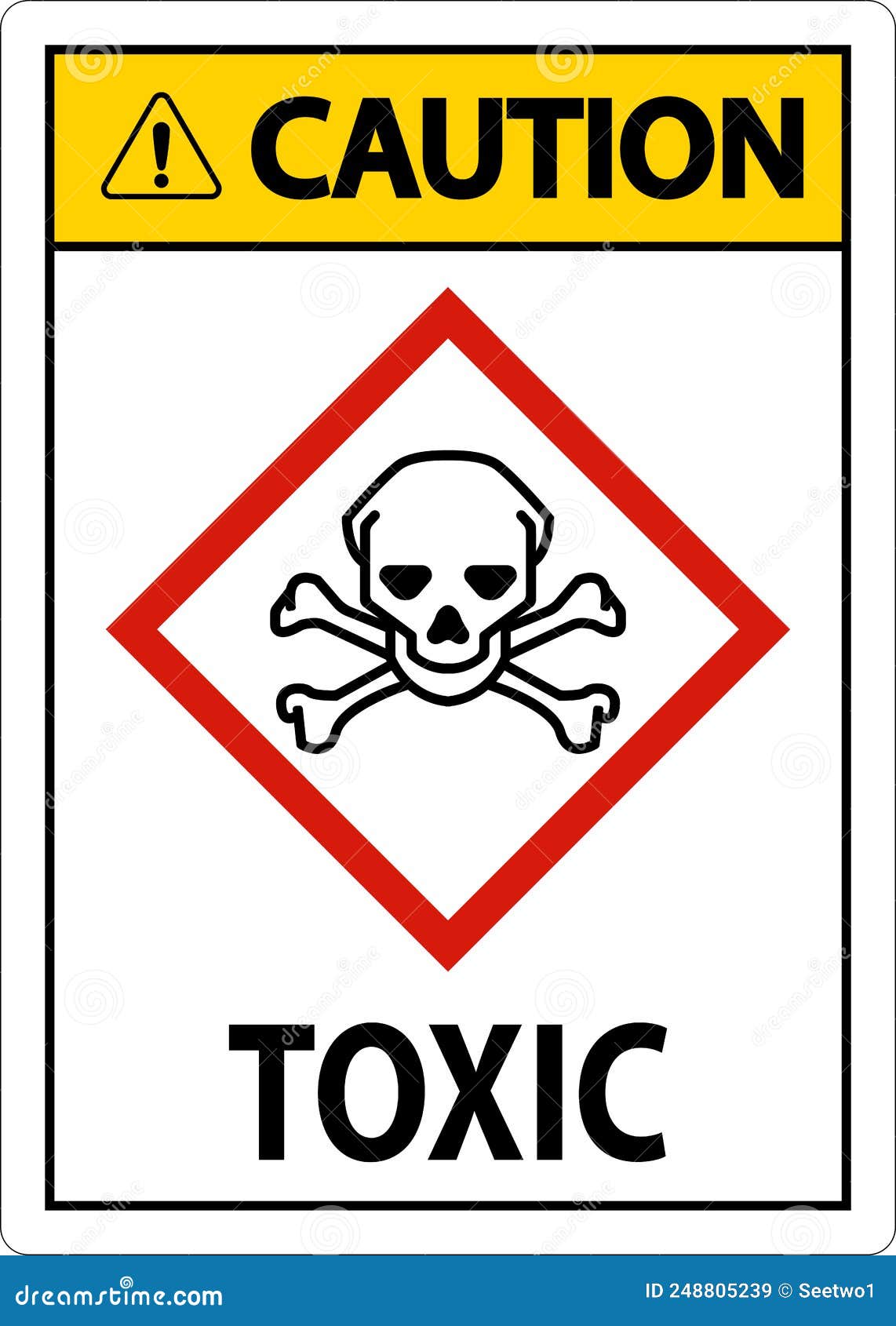 Caution Toxic Chemicals Symbol Sign On White Background Cartoon Vector