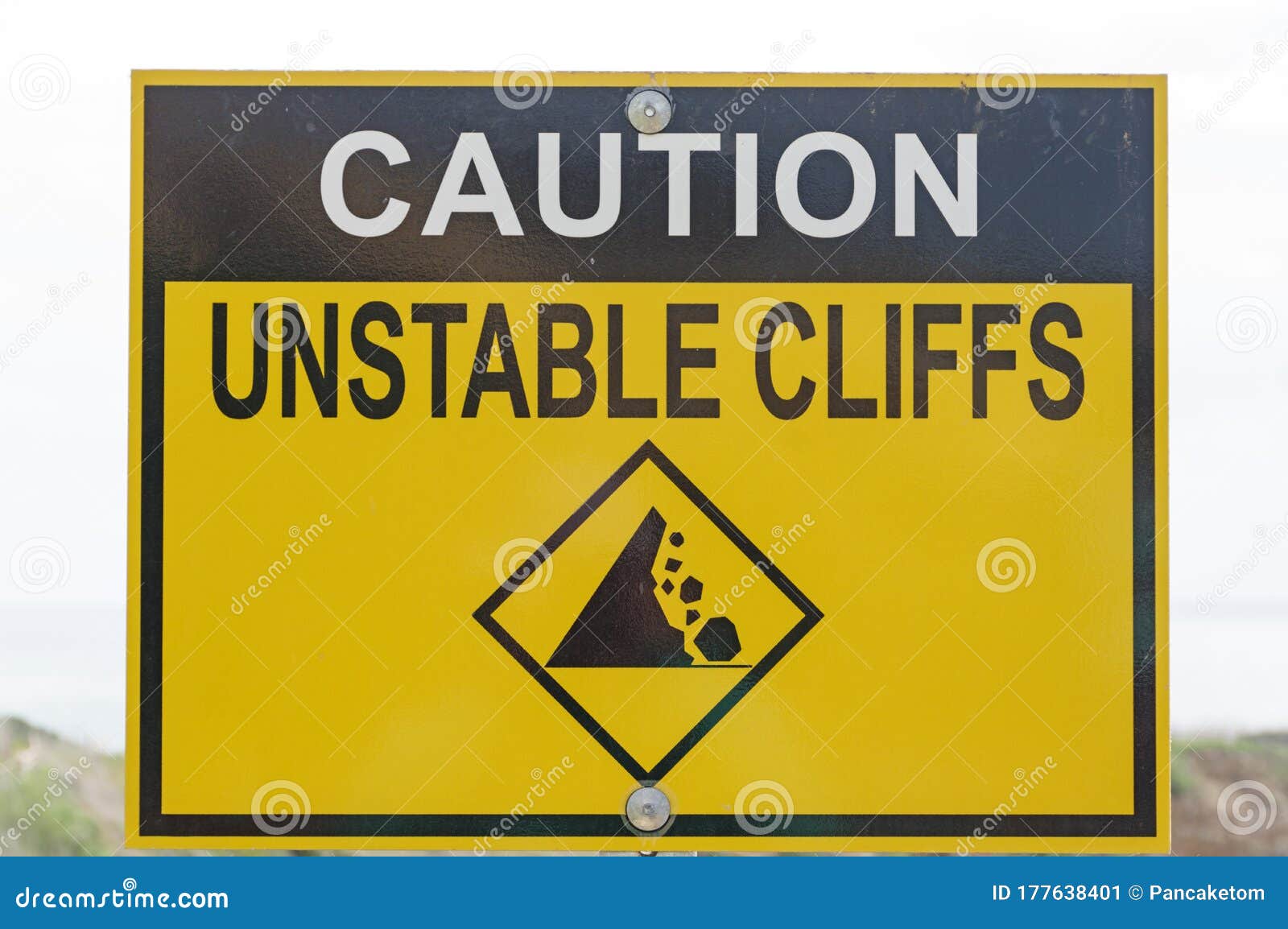 caution unstable cliffs sign