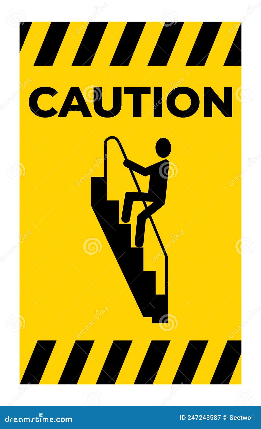 Caution Walk Down Stairs Backwards Sign Stock Vector Illustration of