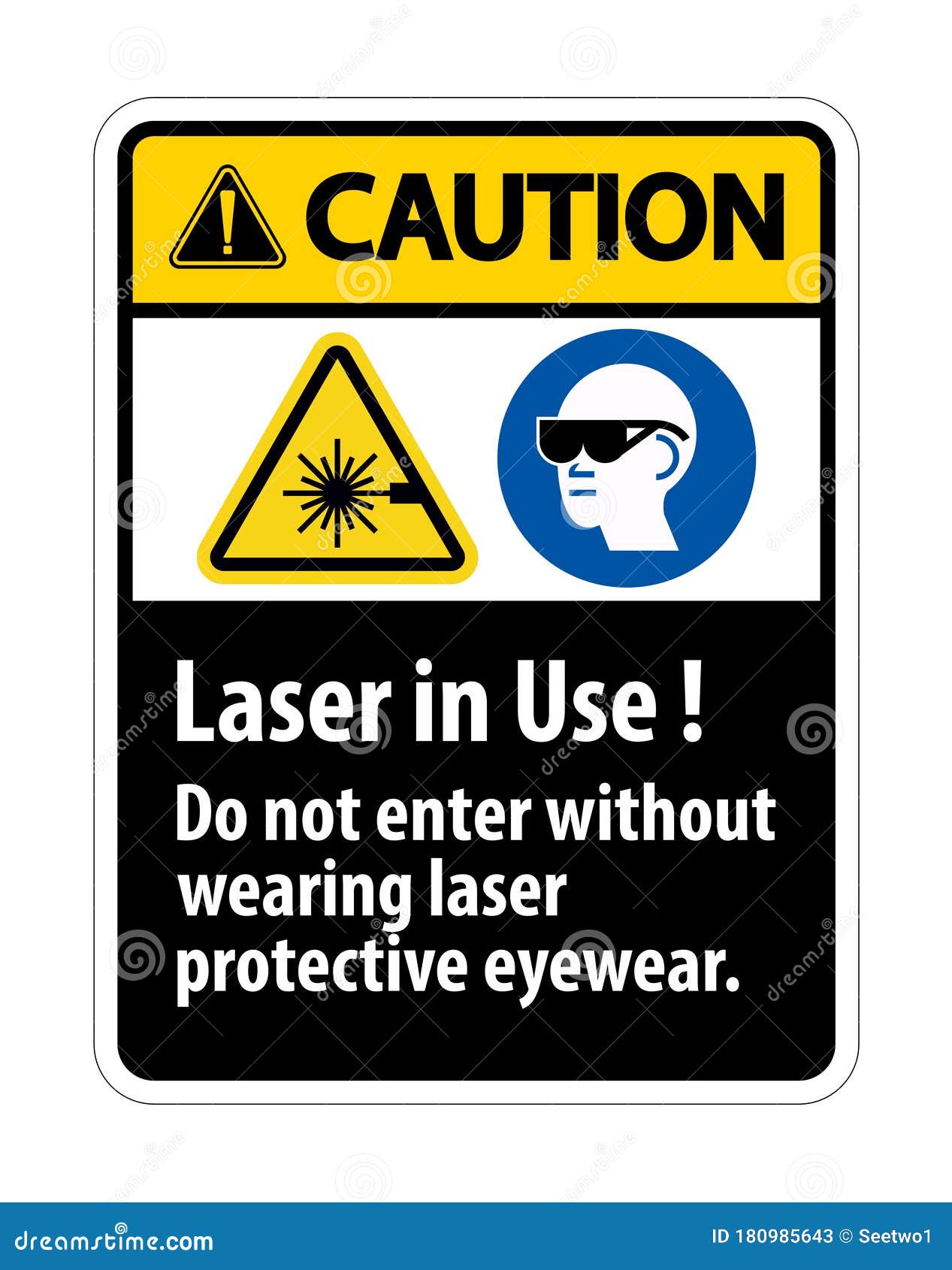 caution warning ppe safety label,laser in use do not enter without wearing laser protective eyewear