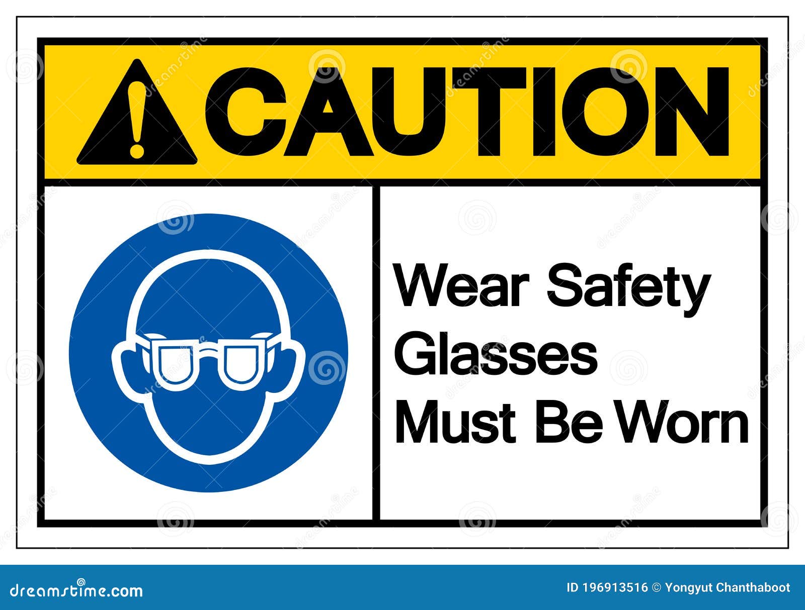 Caution Wear Safety Glasses Must Be Worn Symbol Sign Vector Illustration Isolated On White