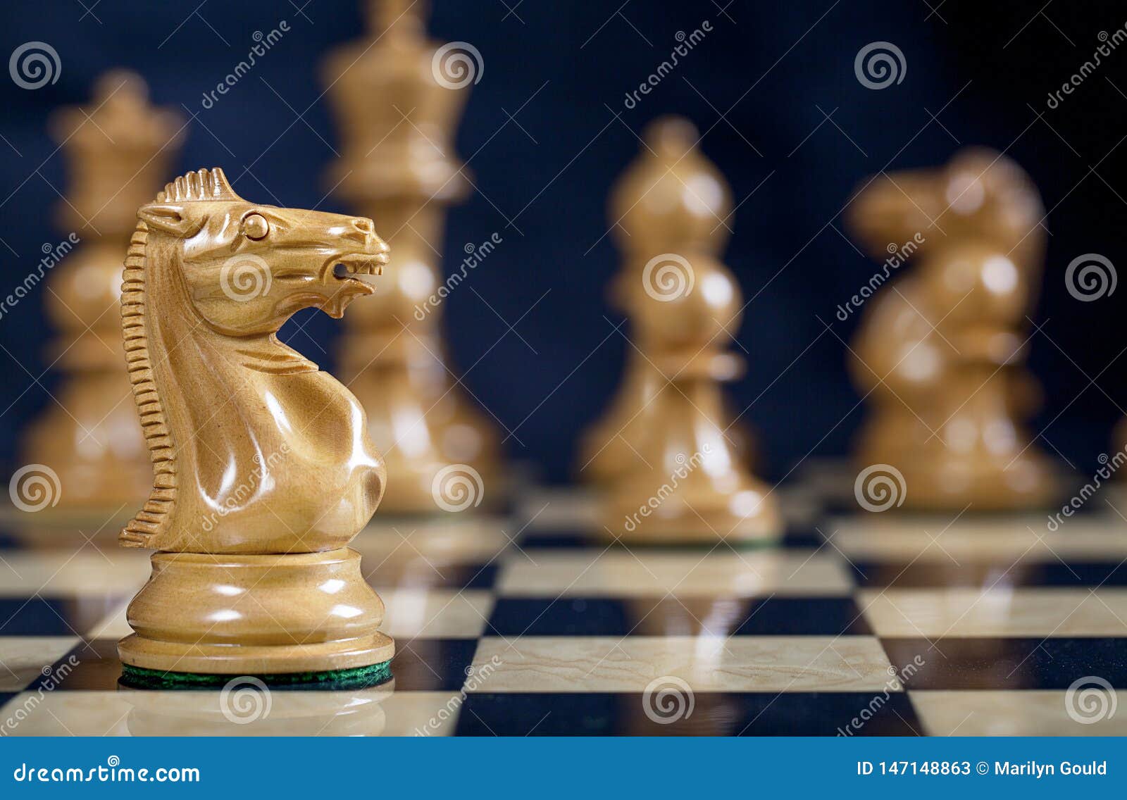 O Jogo De Xadrez, Cavalo é a Parte No Foco Foto de Stock - Imagem