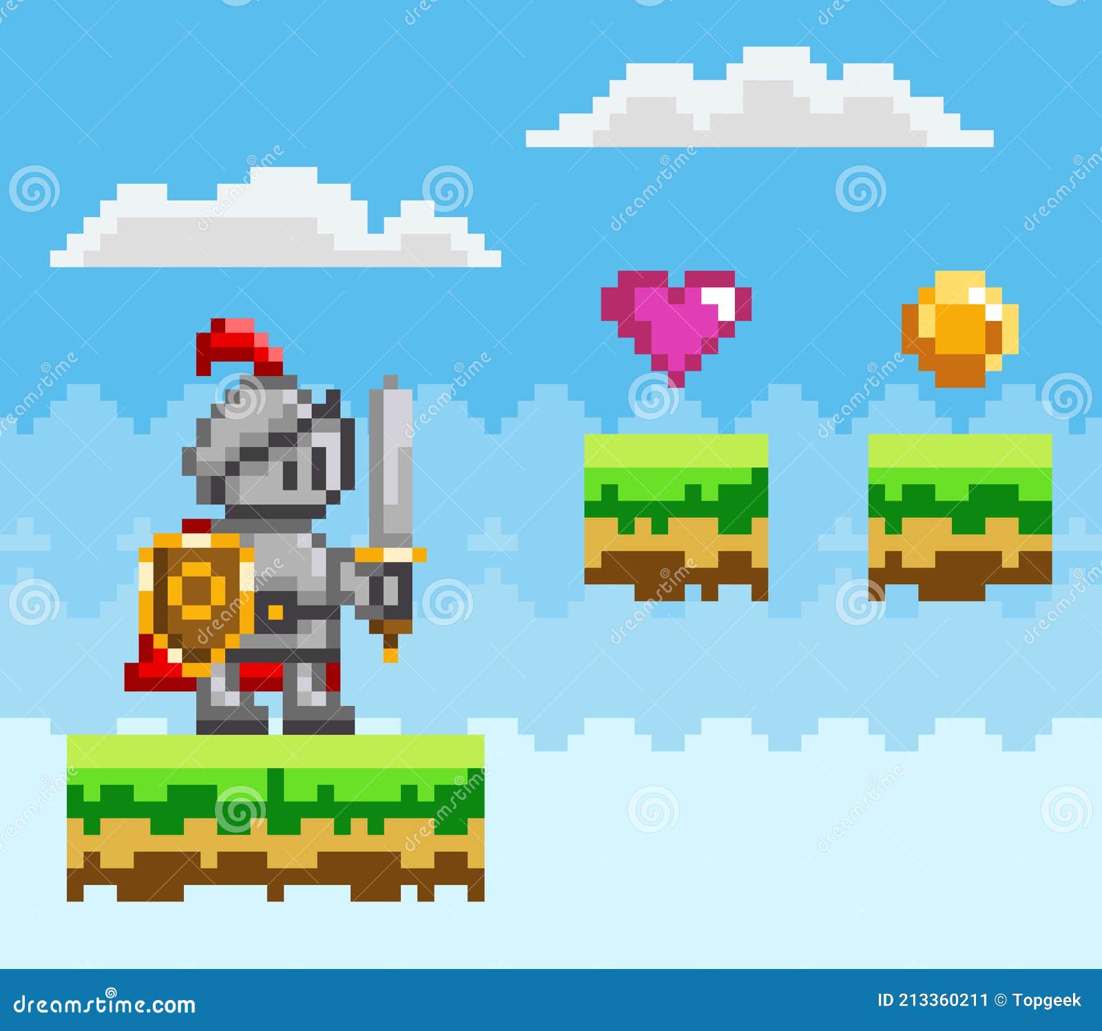 Vetores de Personagem De Cavaleiro De Jogo Pixel Paisagem Natural Pixelada  Com Escudo De Tenção De Guerreiro E Espada e mais imagens de Arte pixel -  iStock