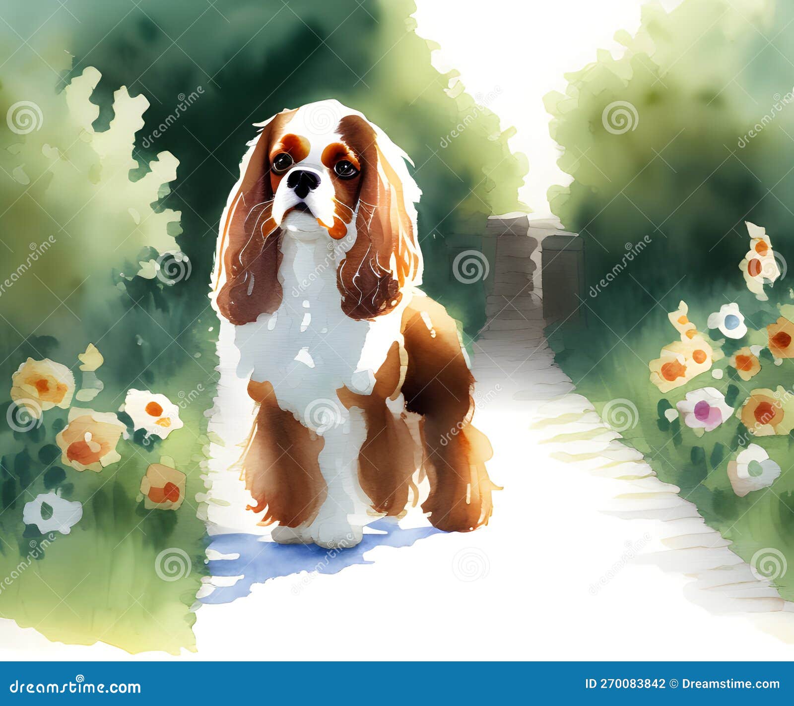Cavalier King Charles Spaniel Dog, Generative AI Illustration Stock